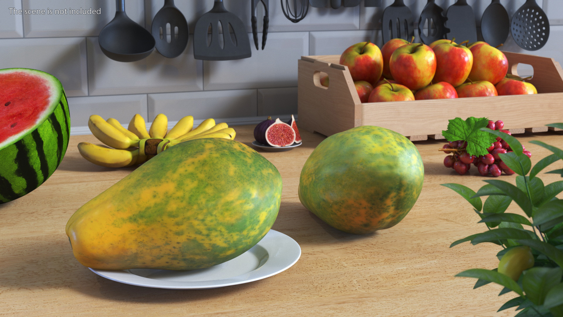 3D Carica Papaya Fruit Yellow