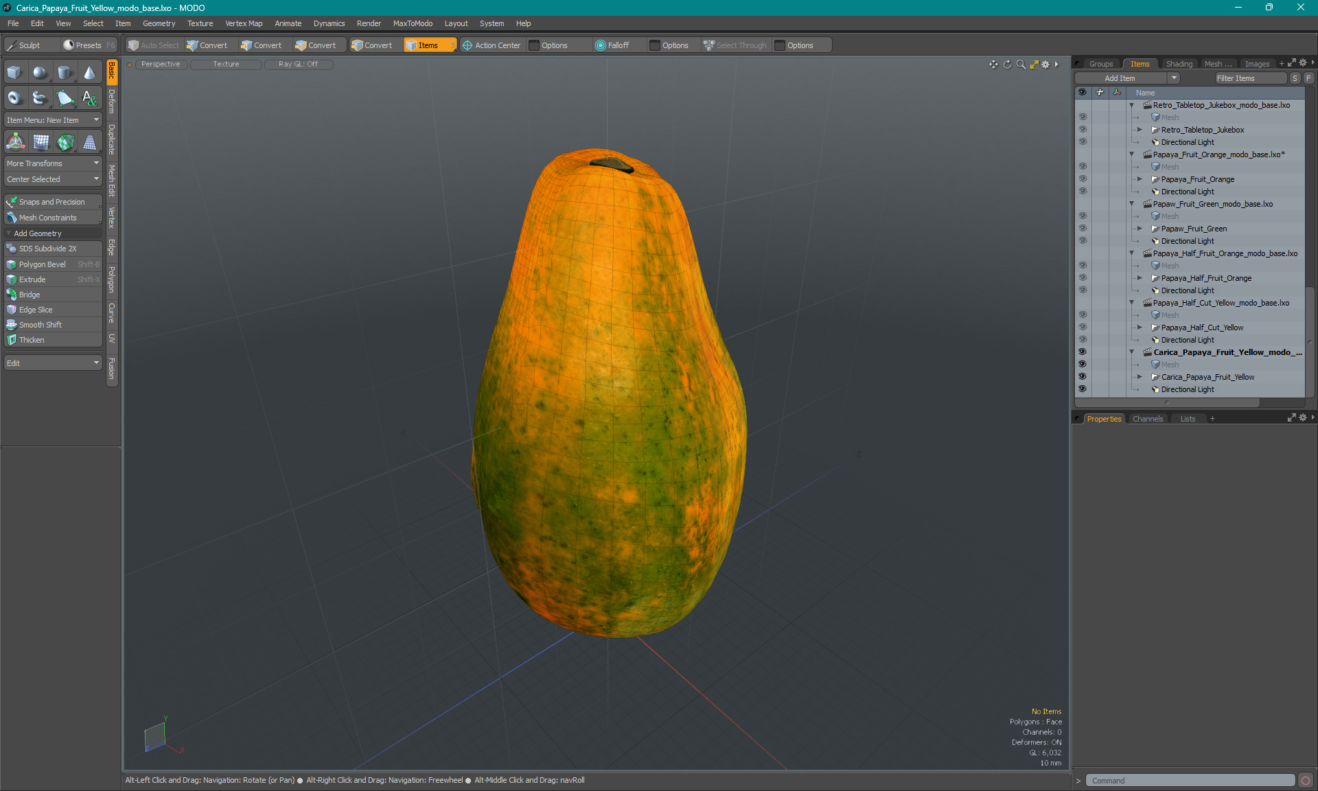 3D Carica Papaya Fruit Yellow