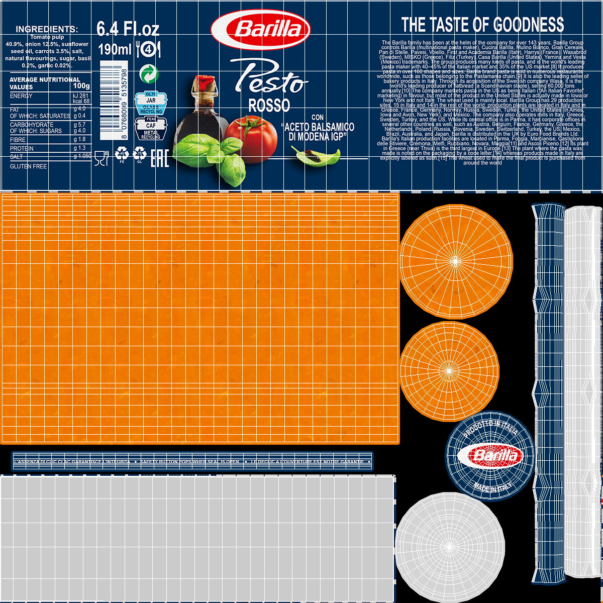 3D Barilla Pesto Rosso Pasta Sauce 190g