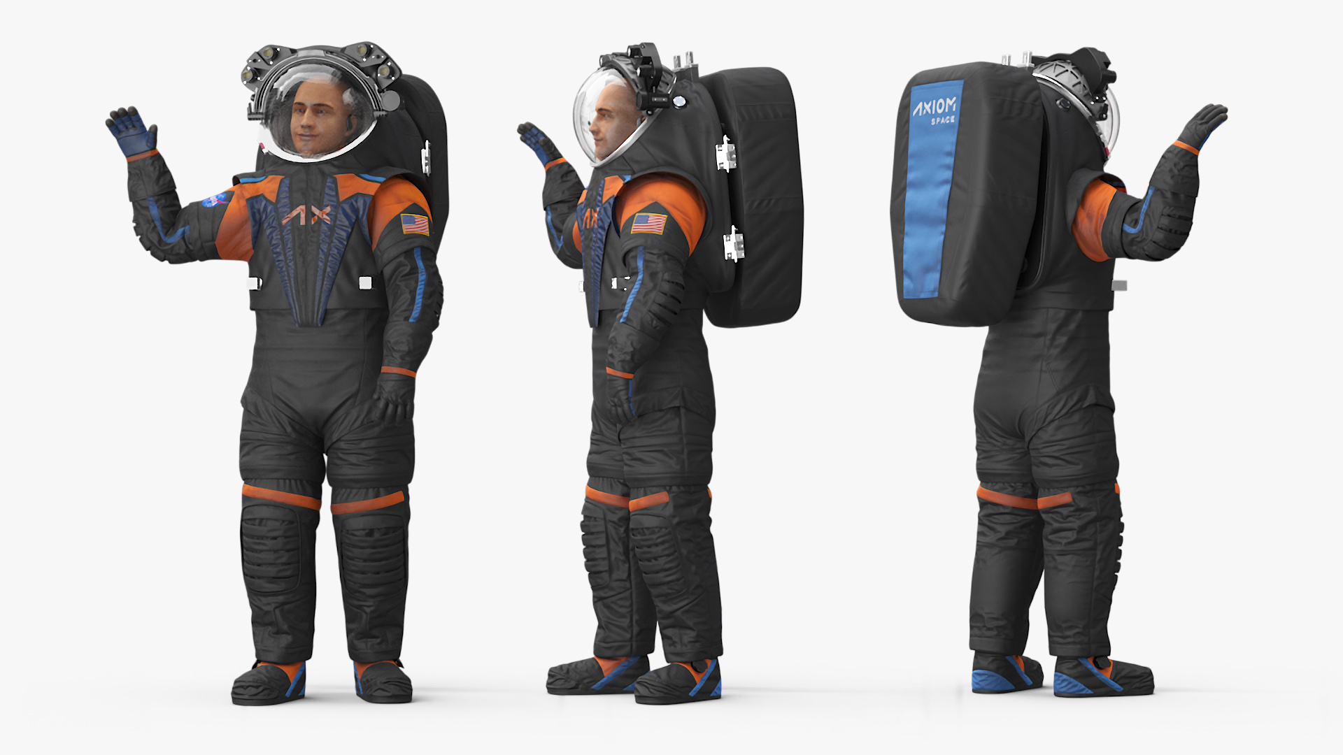 3D model Astronaut Wearing NASA Axiom Spacesuit Rigged