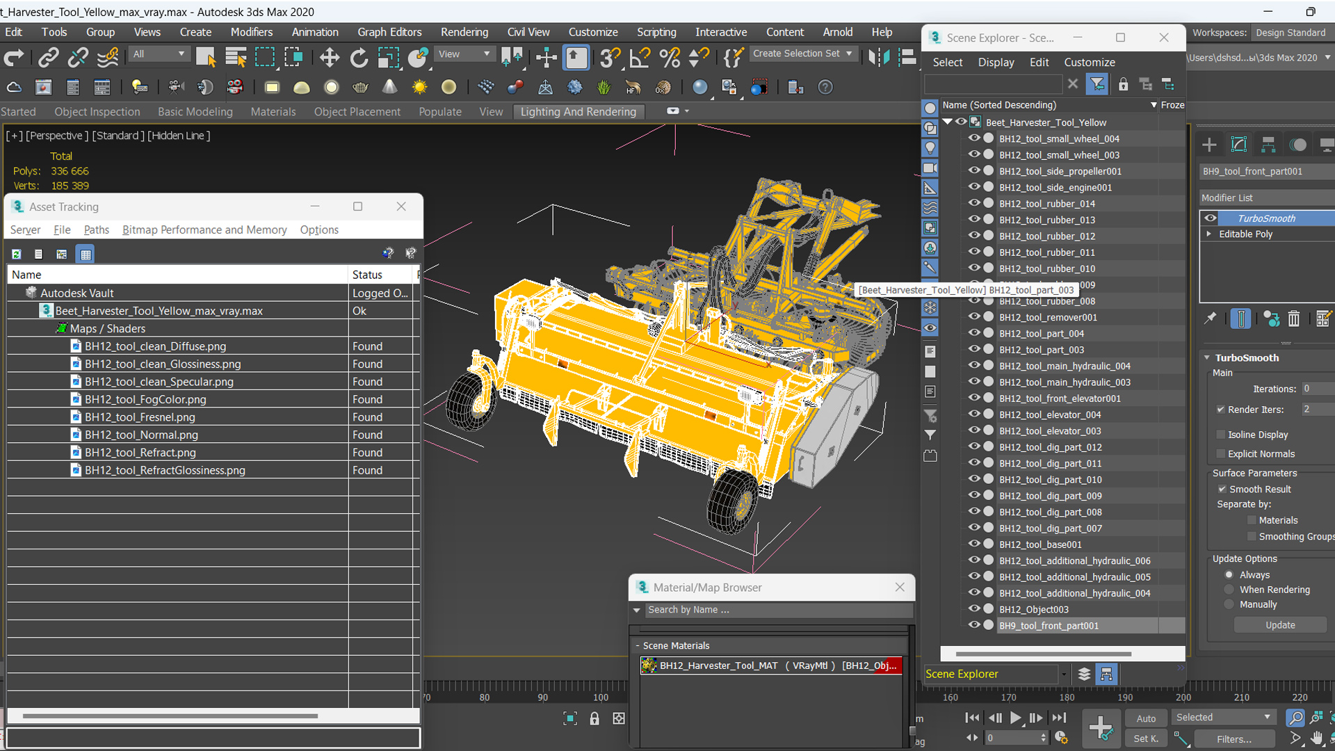 3D Beet Harvester Tool Yellow