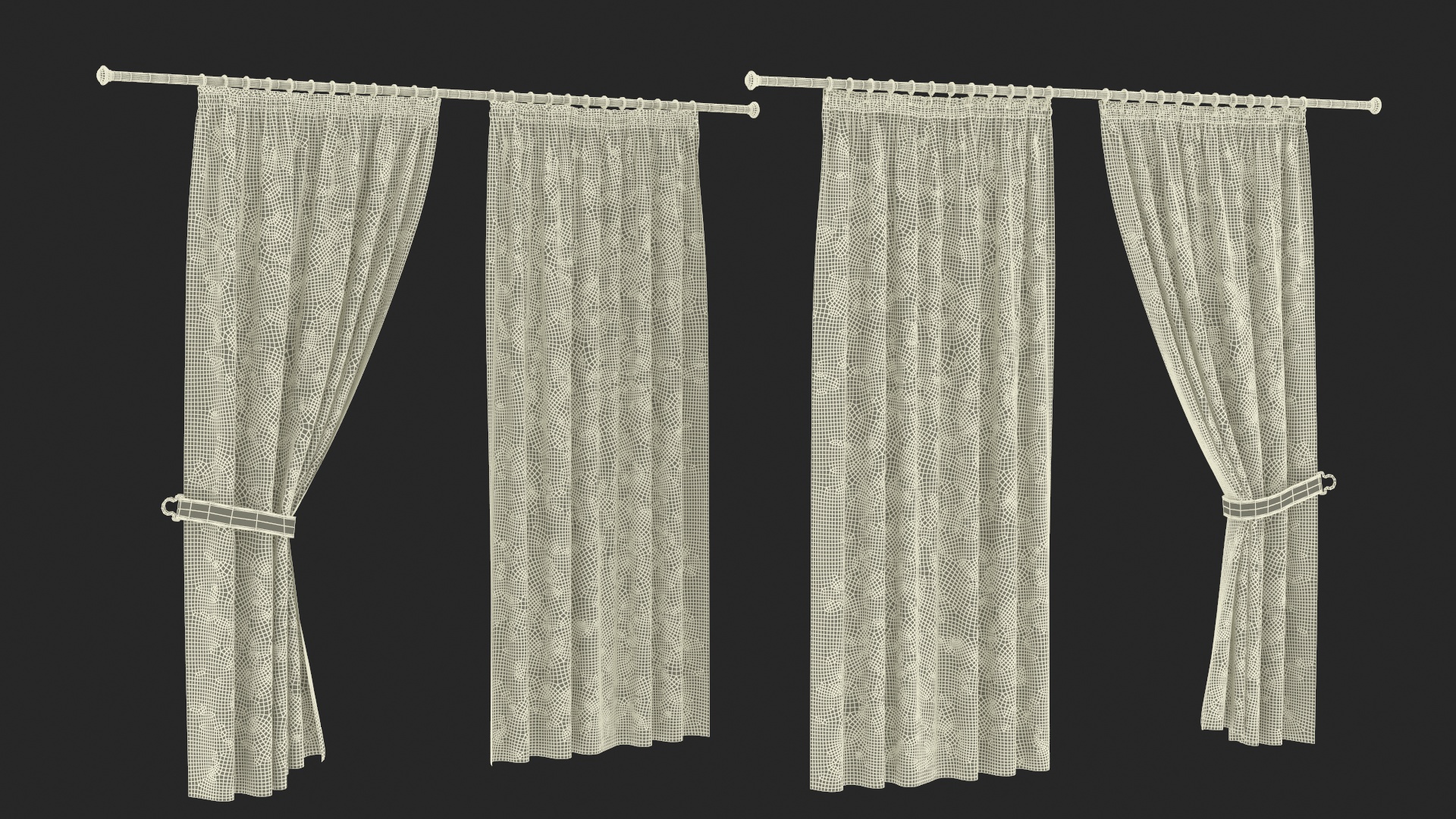 3D Classic Curtains with Tieback on Rod