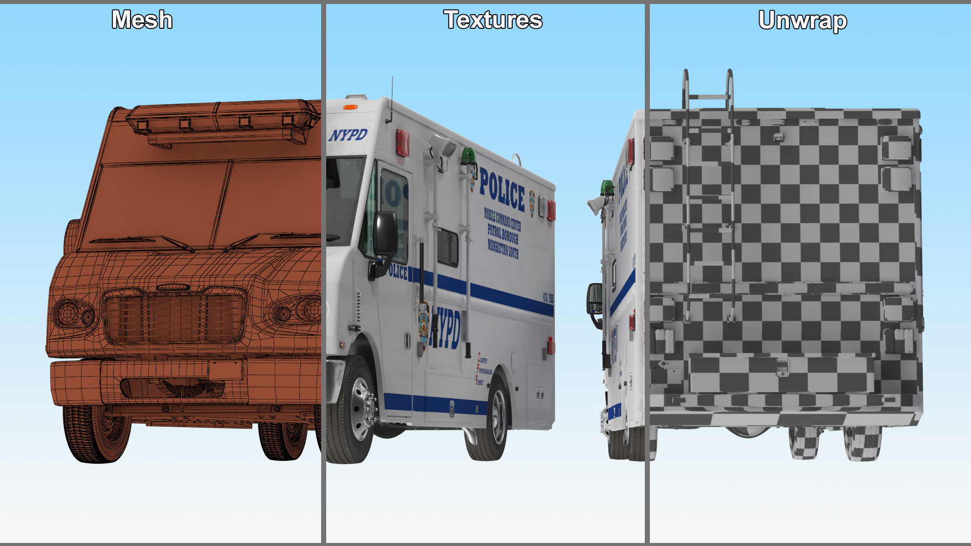 NYPD Mobile Command Center Simple Interior 3D