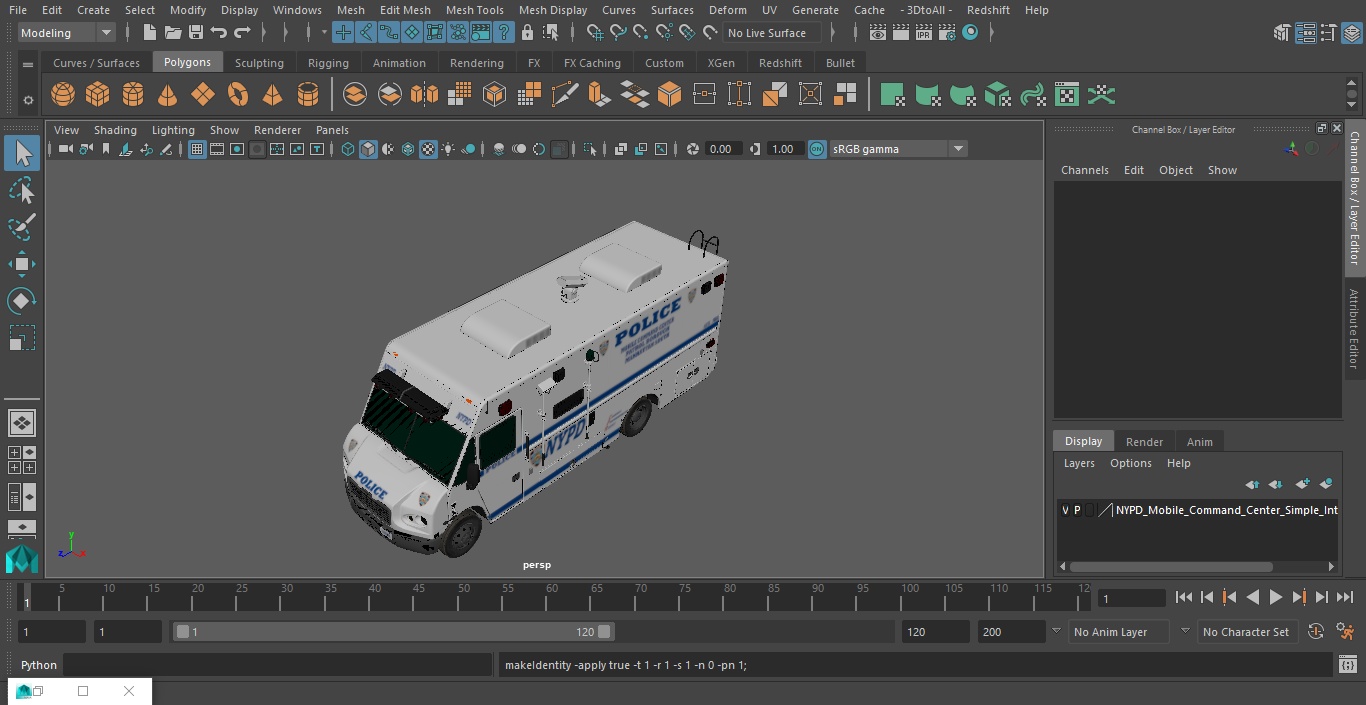 NYPD Mobile Command Center Simple Interior 3D