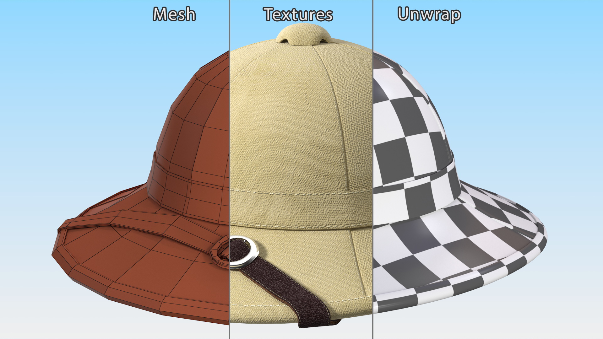 3D French Pith Helmet model