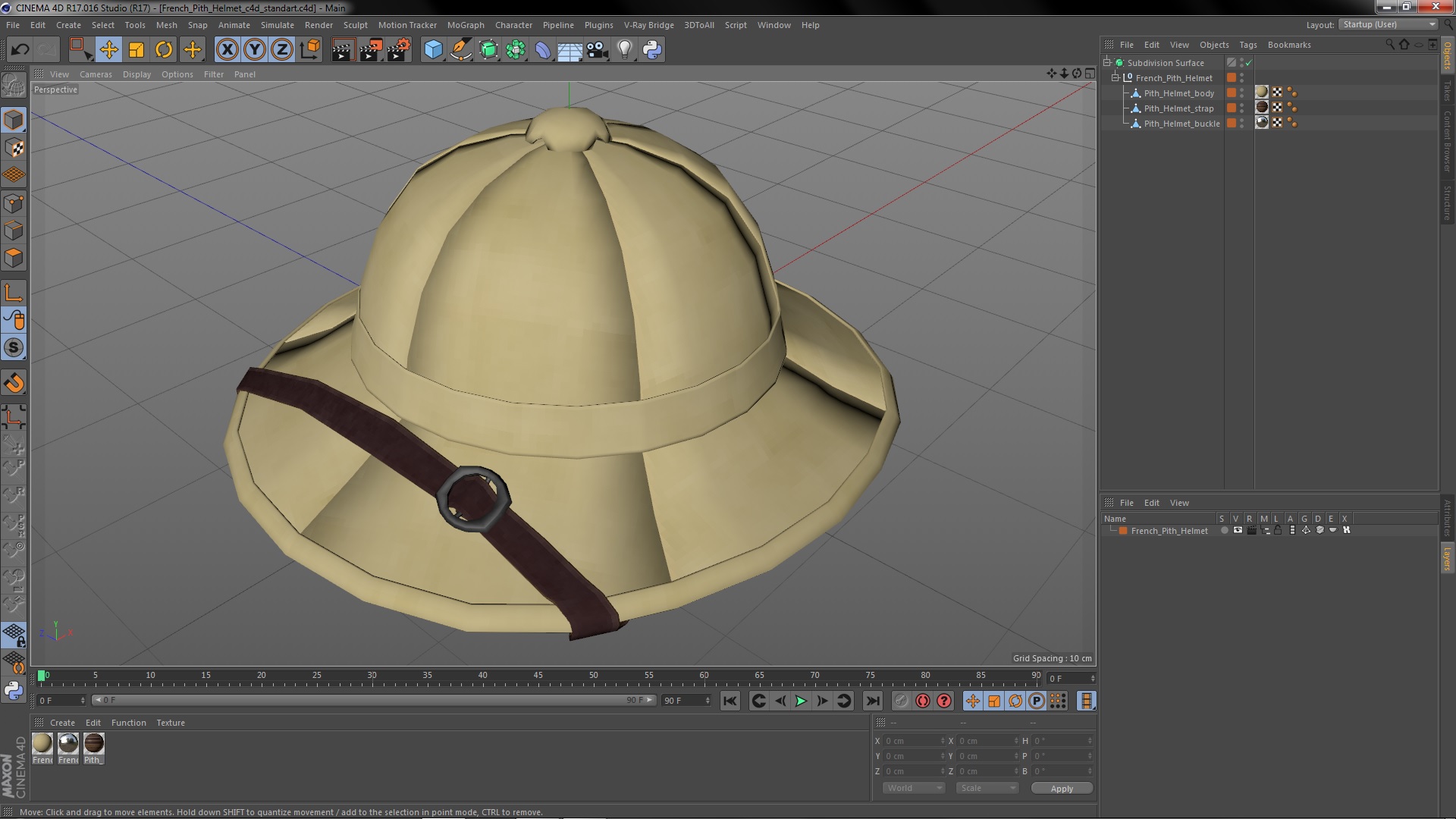 3D French Pith Helmet model