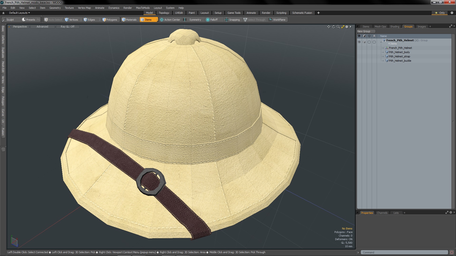 3D French Pith Helmet model