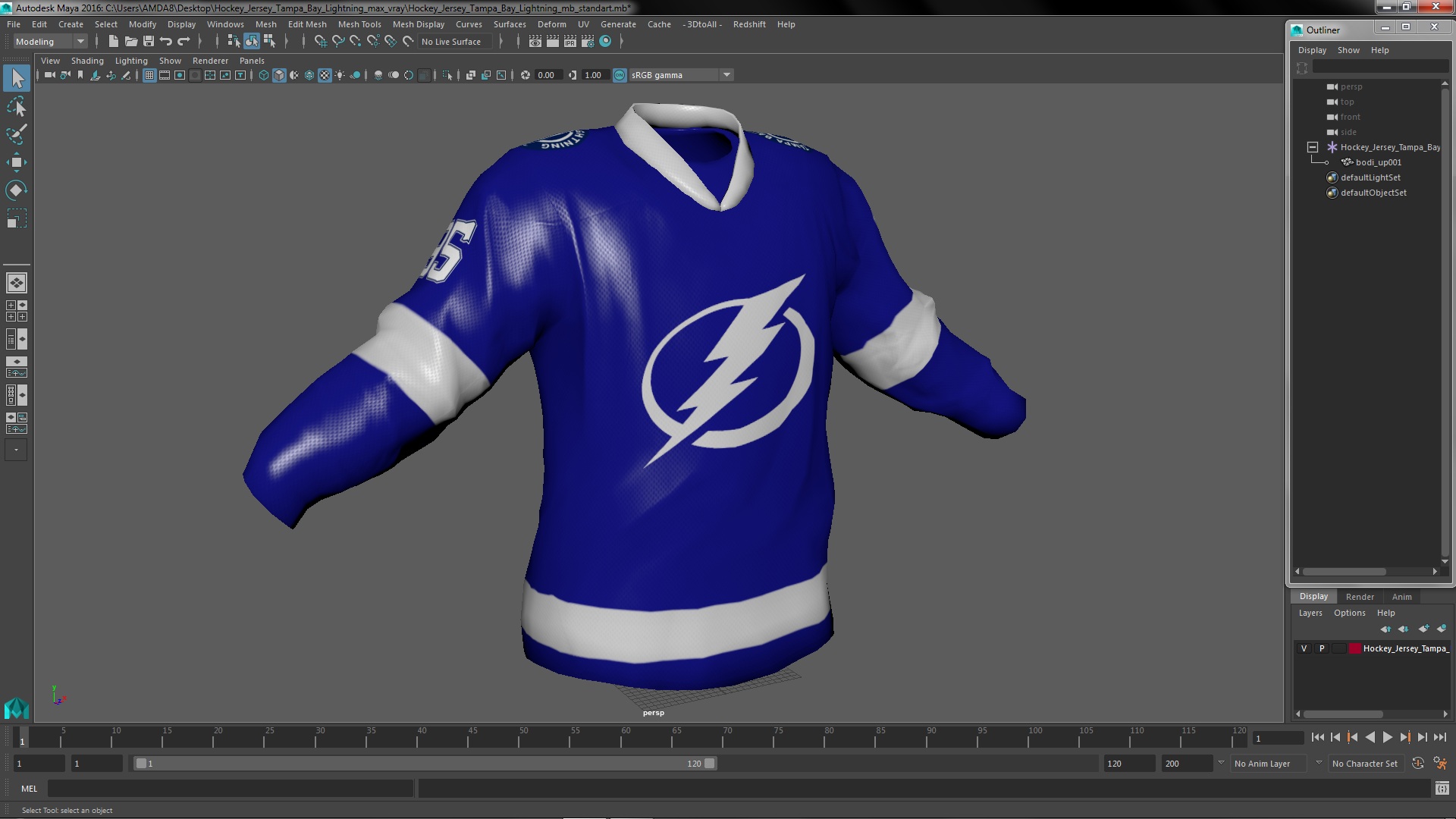 3D Hockey Jersey Tampa Bay Lightning model