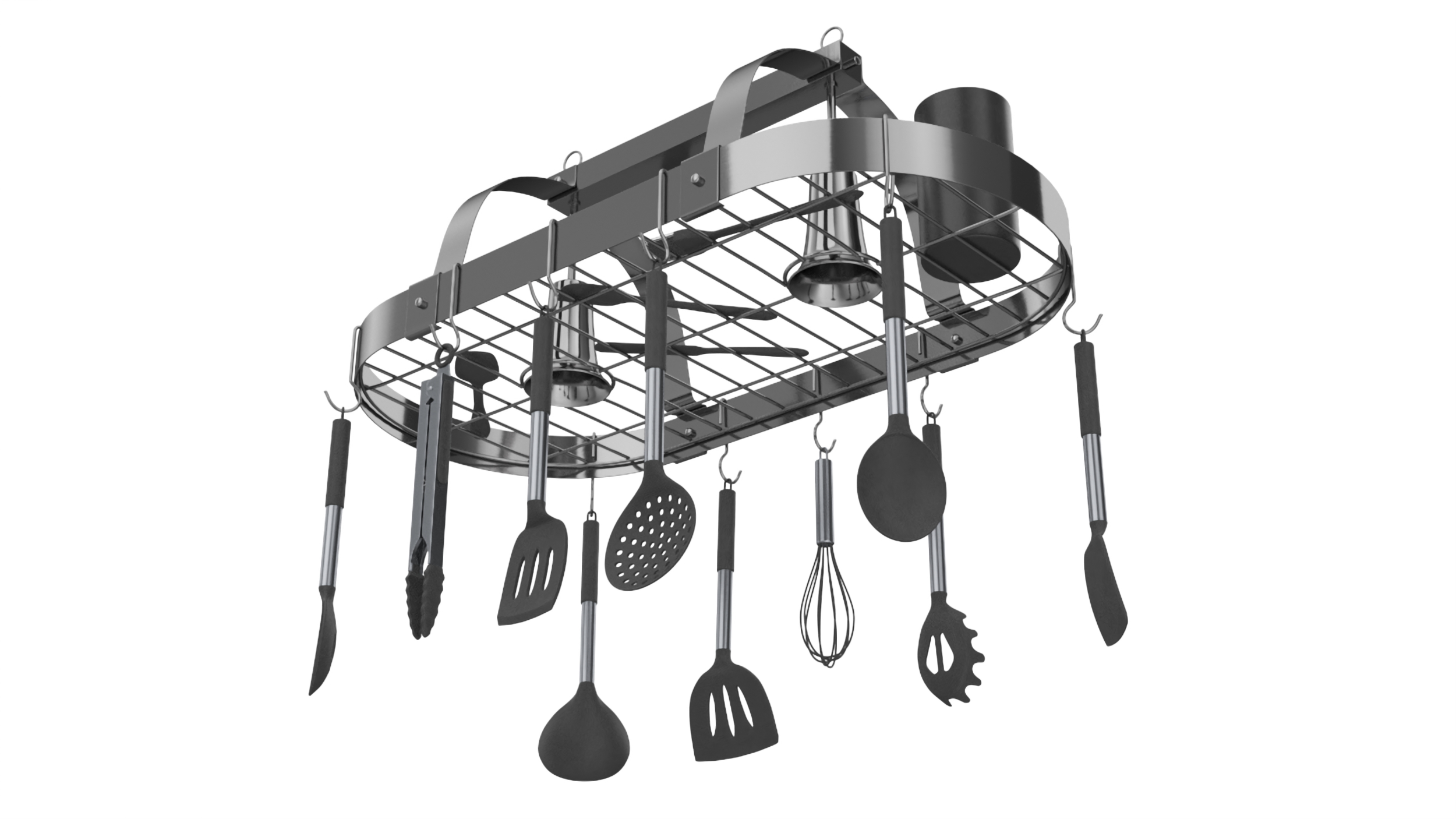 3D Ceiling Kitchen Pot Rack with Cooking Utensils