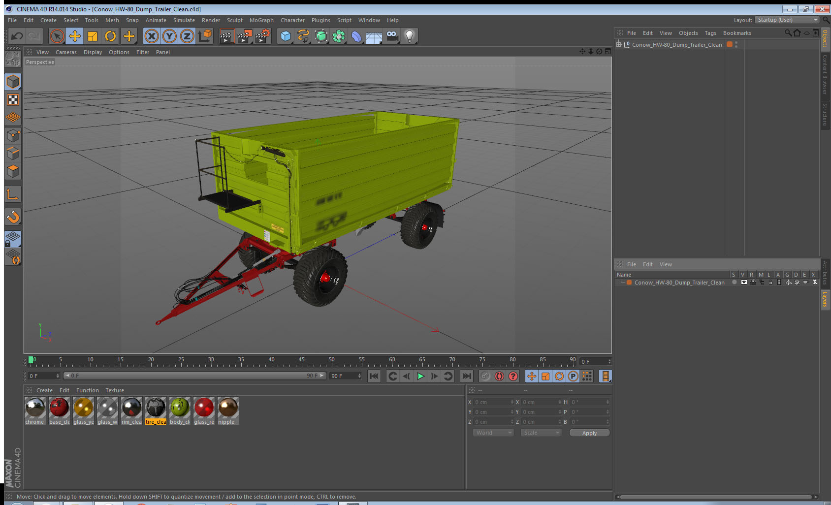 3D model Conow HW-80 Dump Trailer Clean