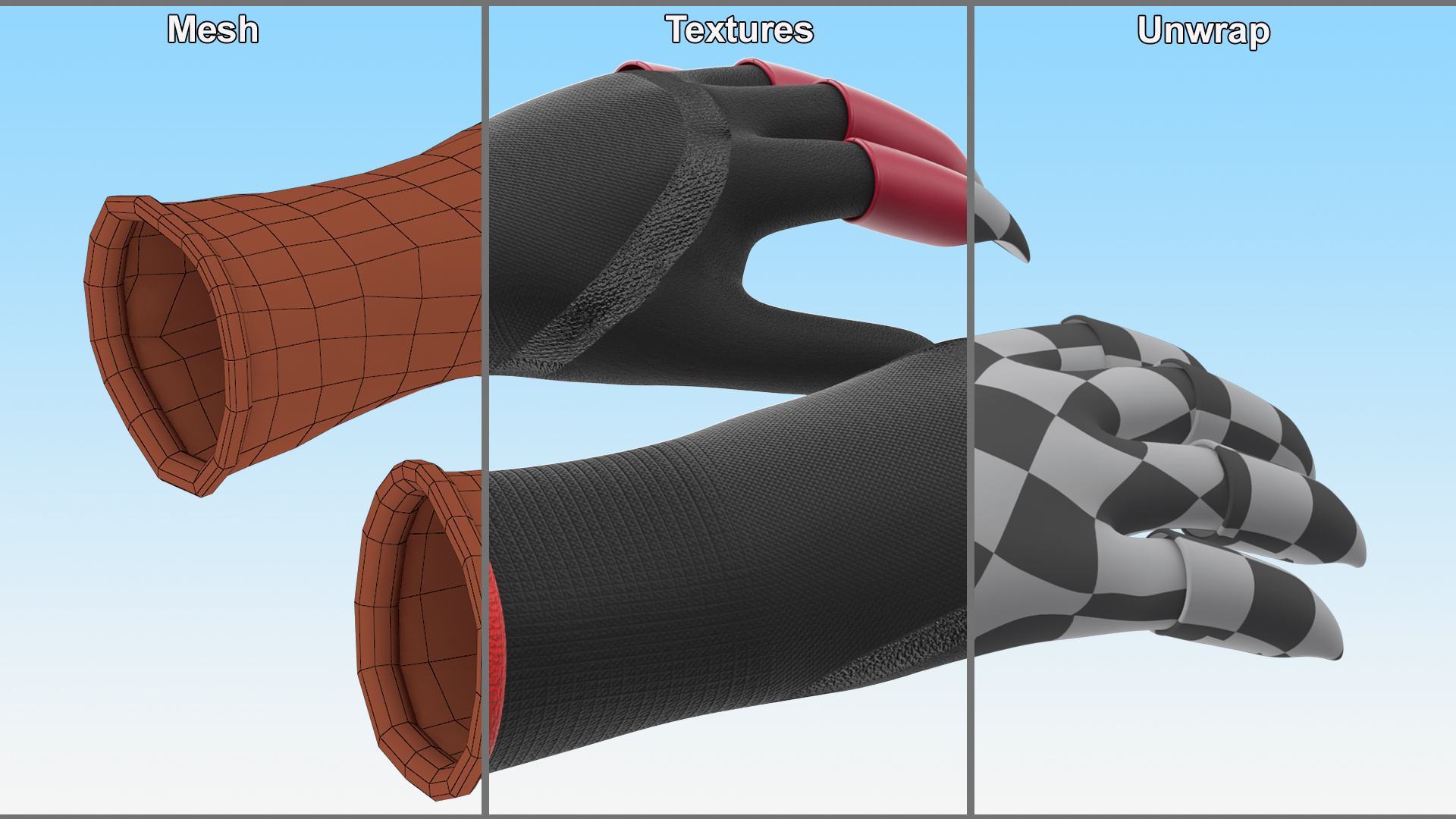 3D model Clawed Garden Gloves