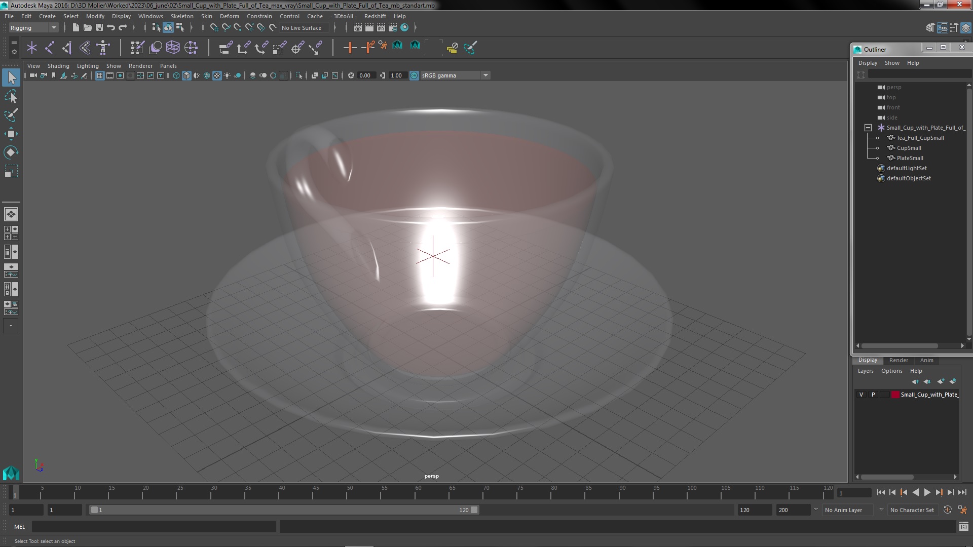 Small Cup with Plate Full of Tea 3D