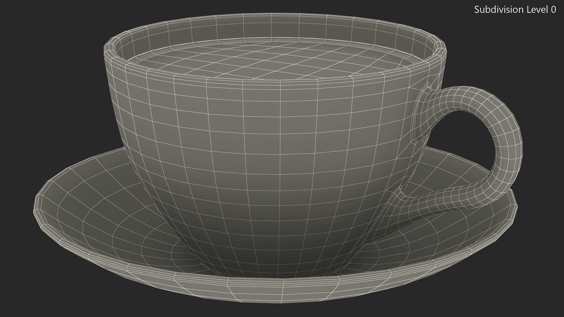 Small Cup with Plate Full of Tea 3D