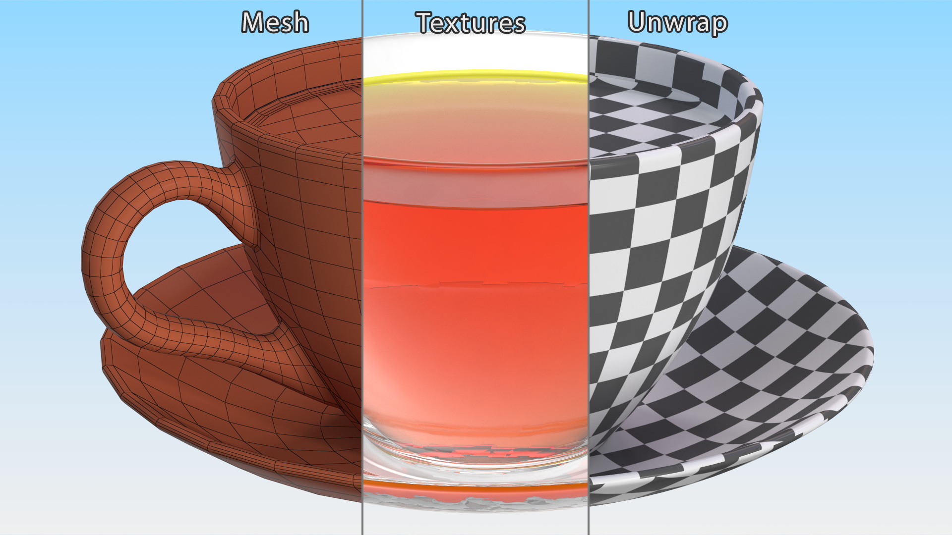 Small Cup with Plate Full of Tea 3D