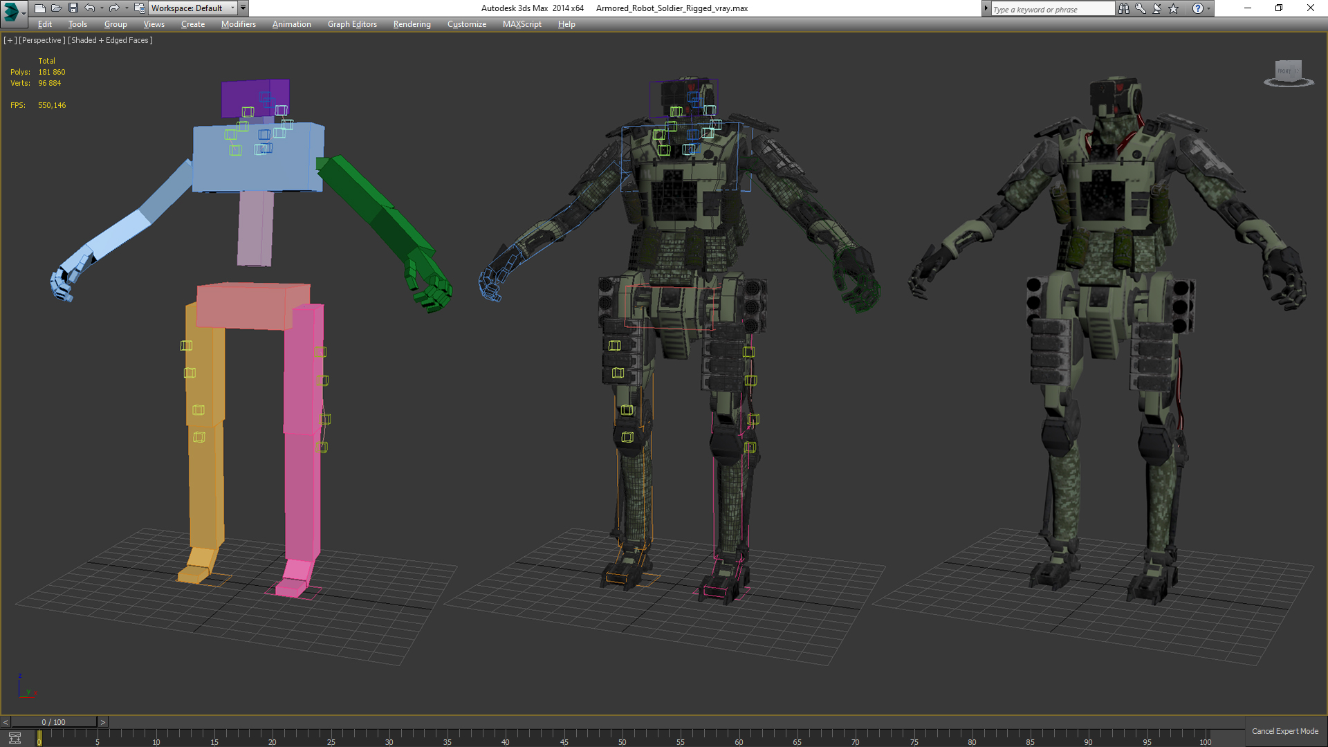 3D Armored Robot Soldier Rigged model