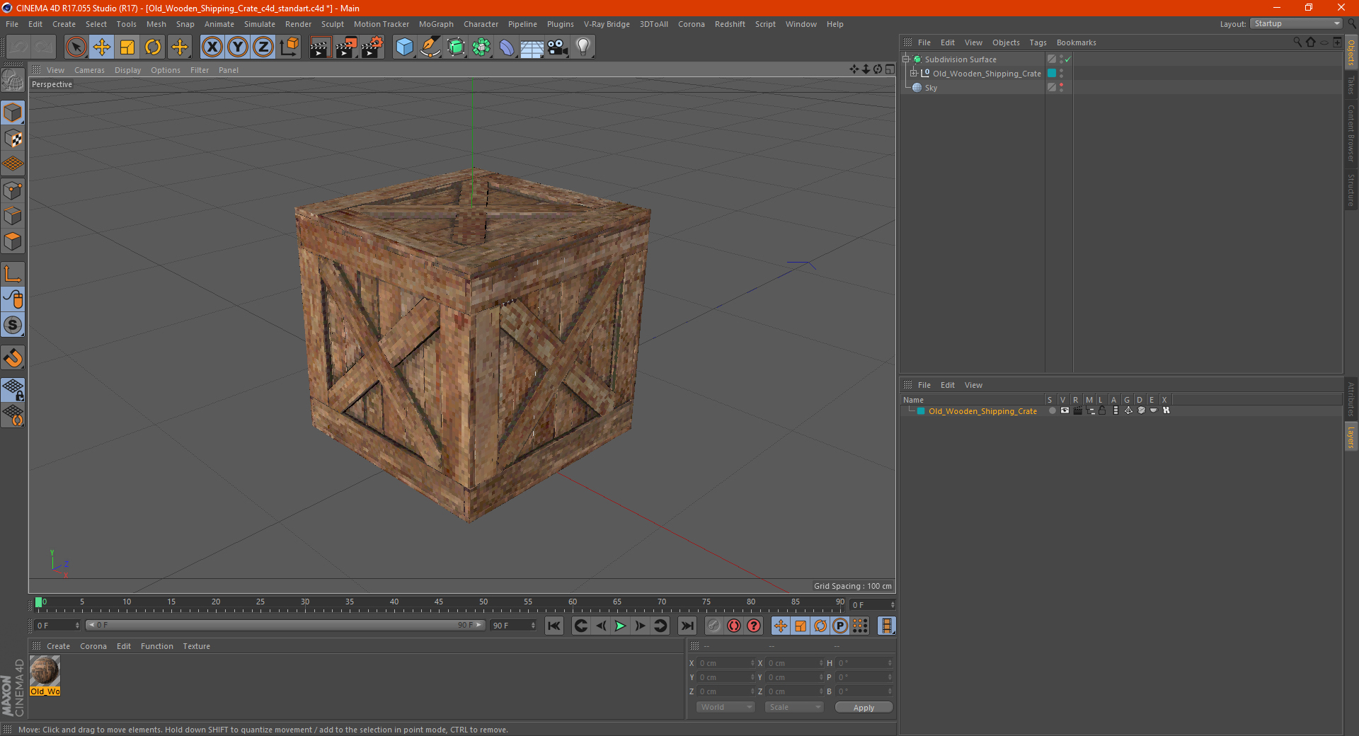 3D model Old Wooden Shipping Crate