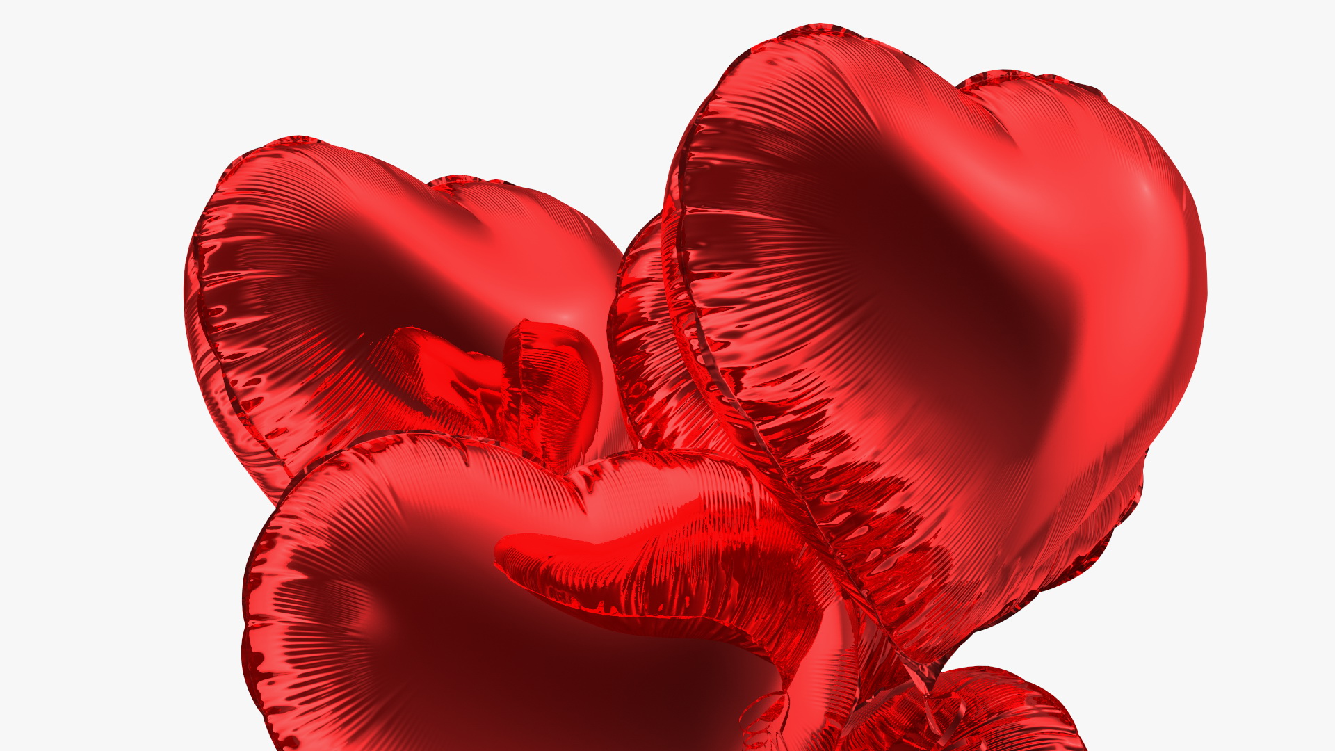 Heart Shaped Red Balloons Tied to Gift Box 3D