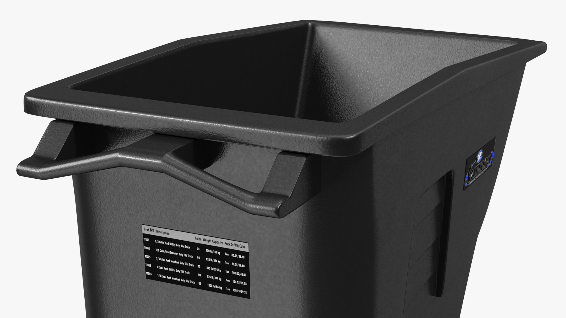 3D Black Wheeled Trash Can model