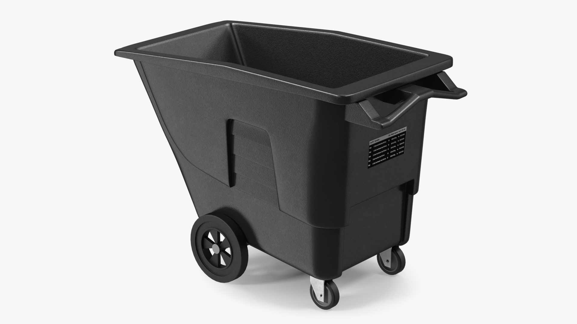 3D Black Wheeled Trash Can model