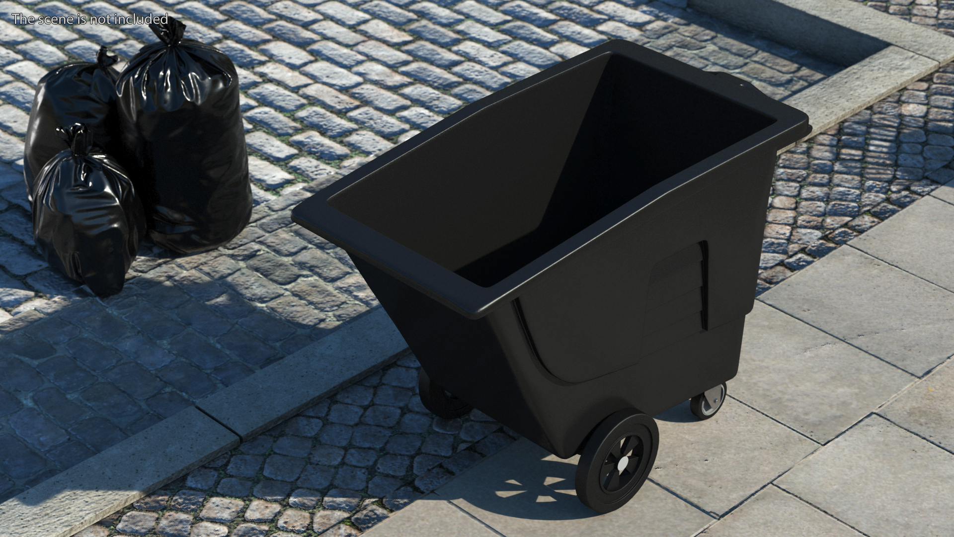 3D Black Wheeled Trash Can model