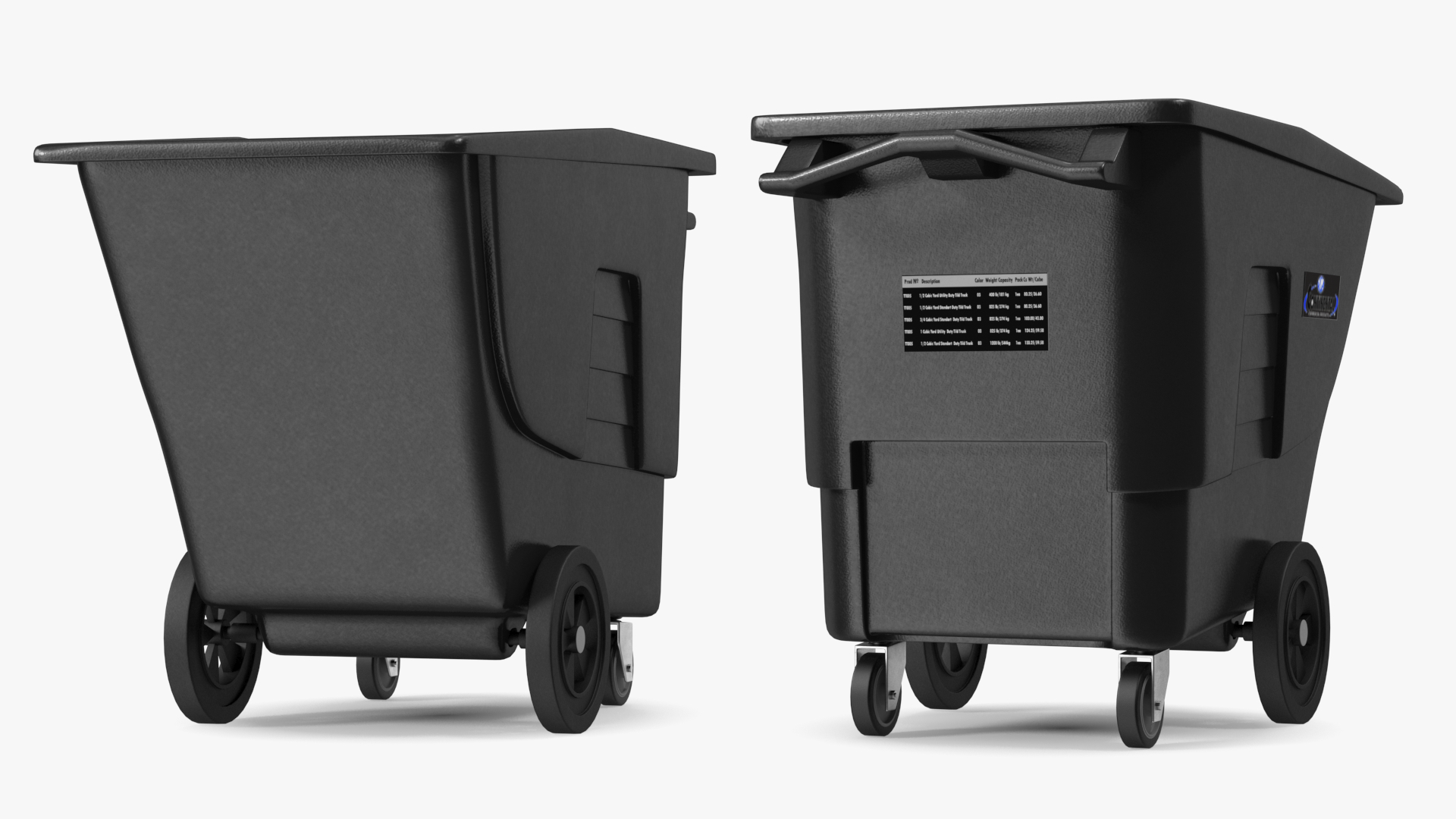 3D Black Wheeled Trash Can model