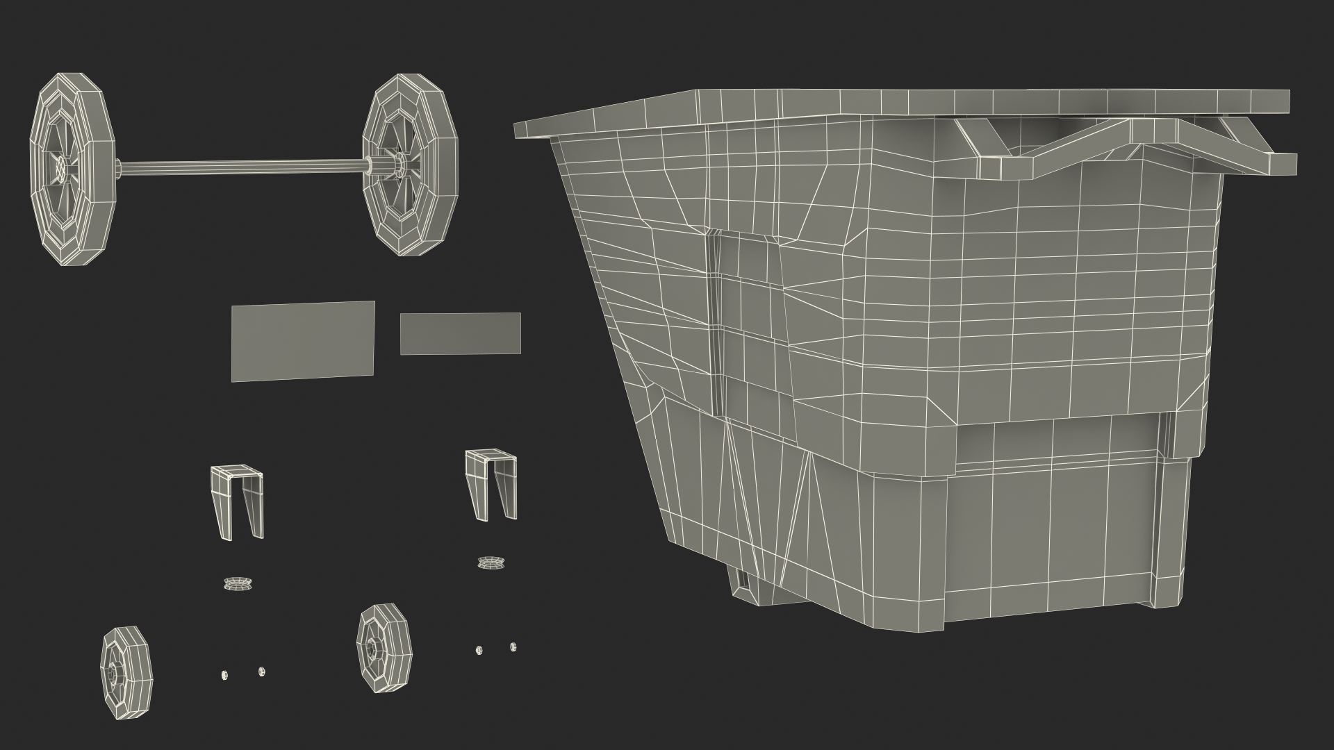 3D Black Wheeled Trash Can model