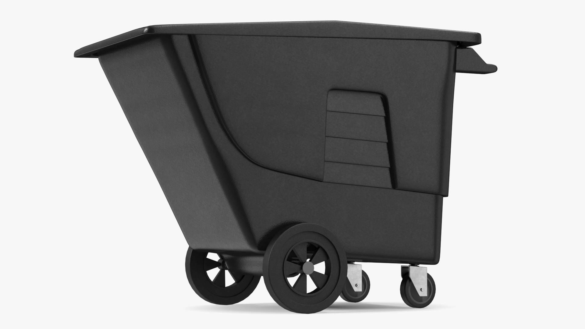 3D Black Wheeled Trash Can model