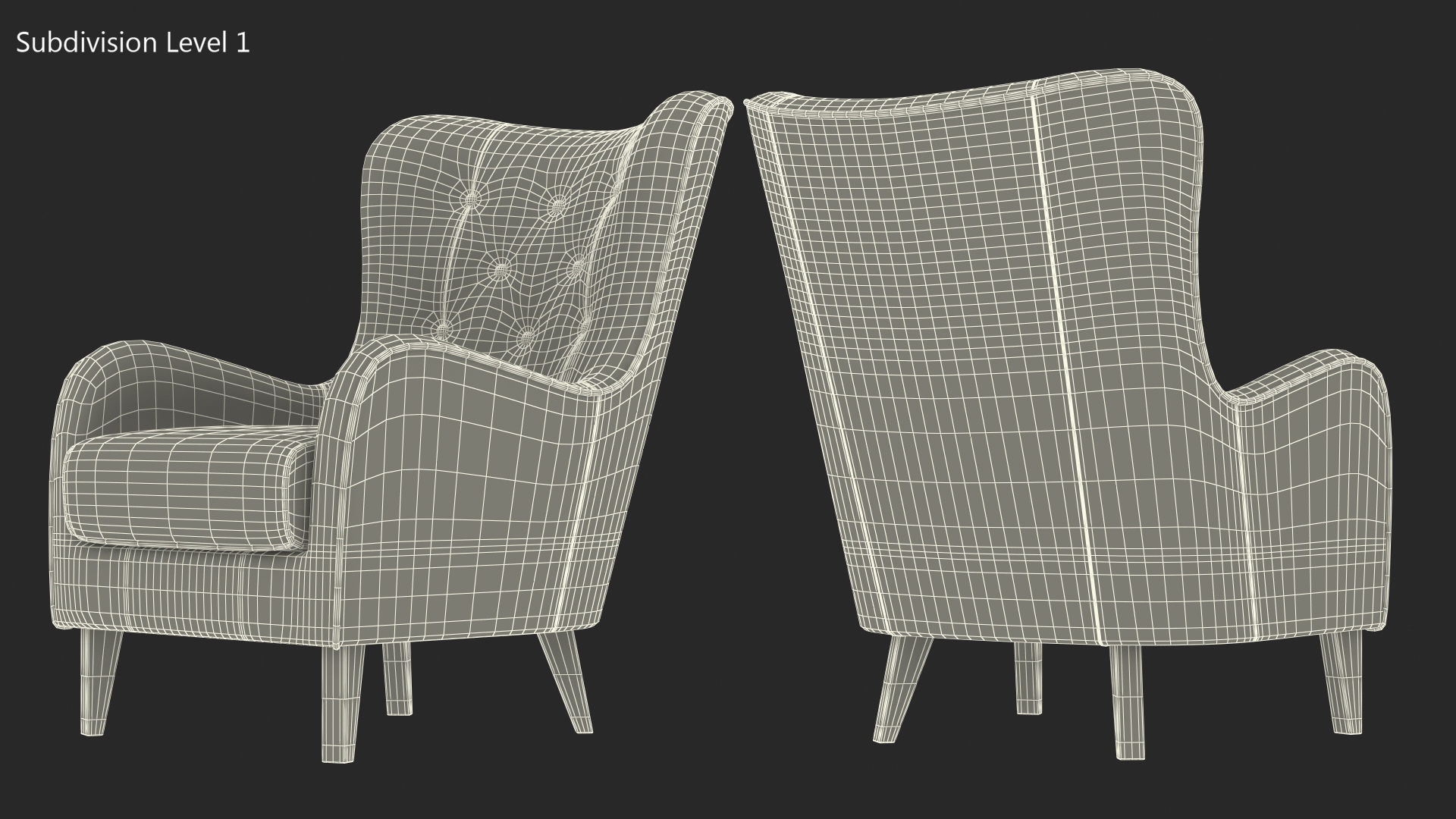 Blue Designer Upholstered Armchair 3D model