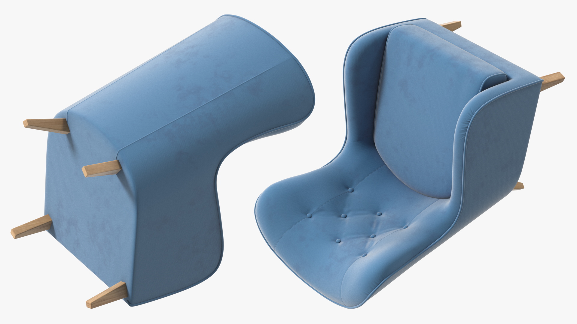 Blue Designer Upholstered Armchair 3D model