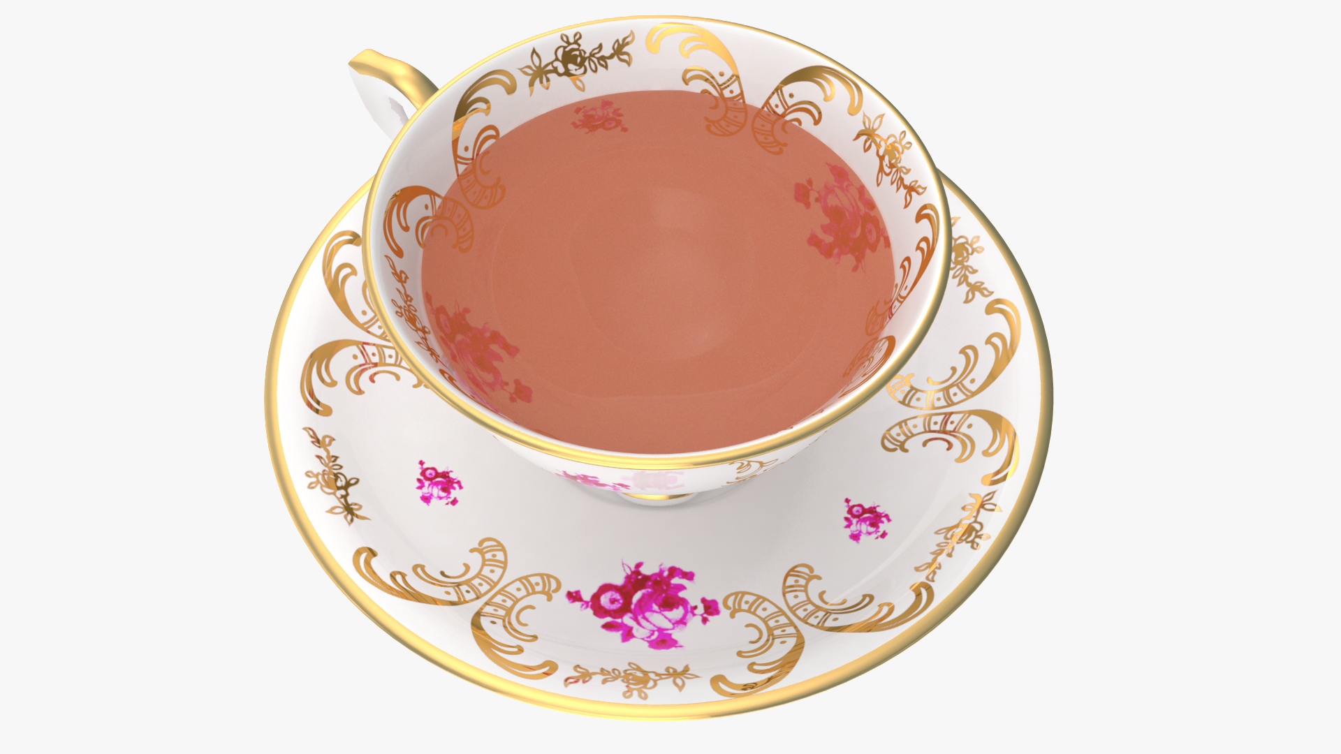 Antique Tea Cup Full of Tea 3D