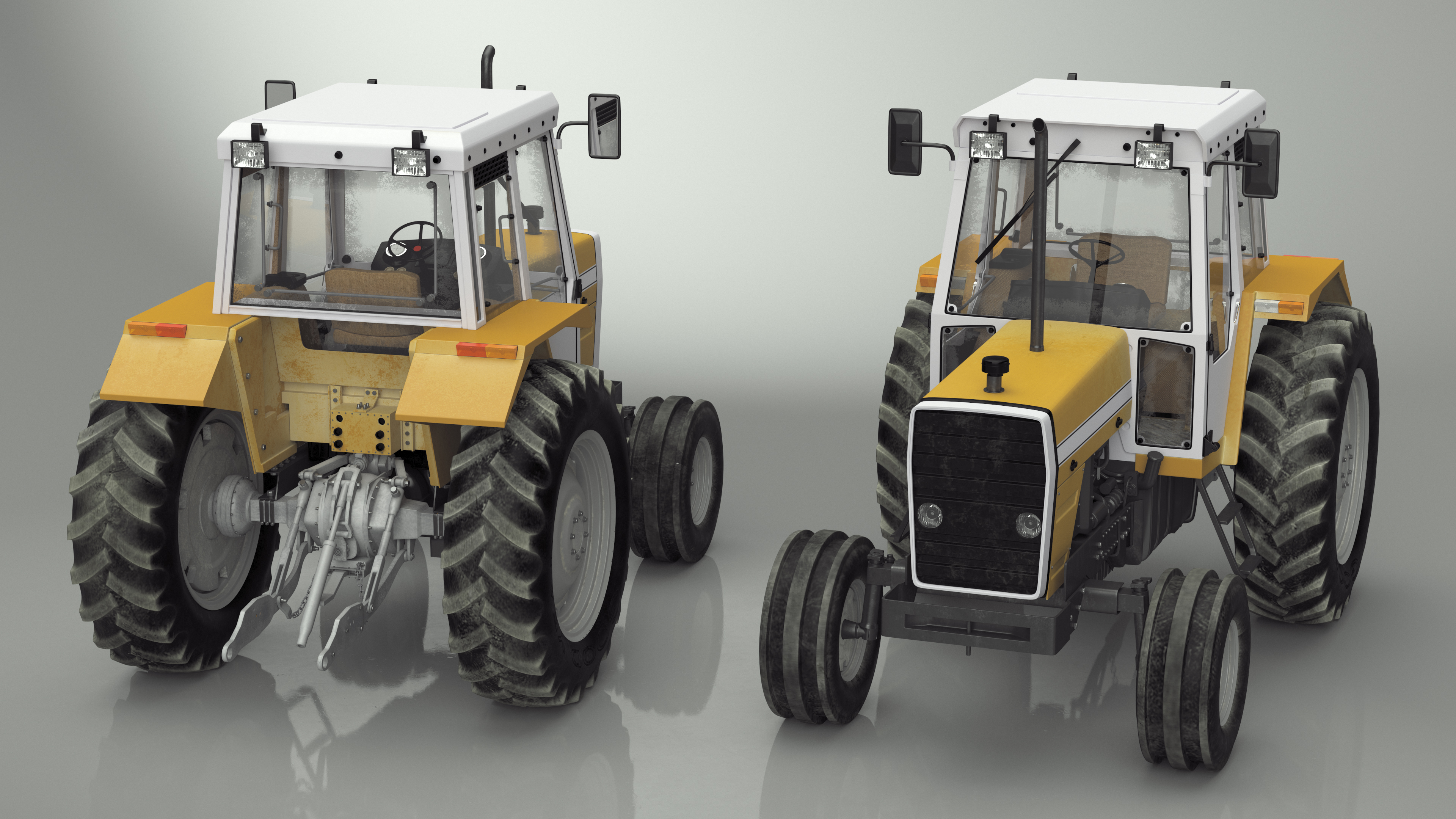 3D Farm Tractor Rigged for Cinema 4D model