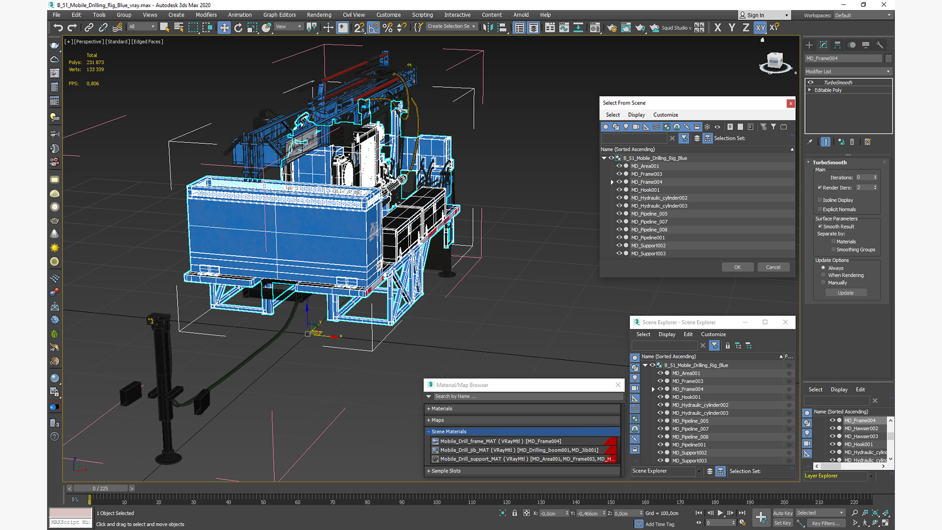 B-51 Mobile Drilling Rig Blue 3D model