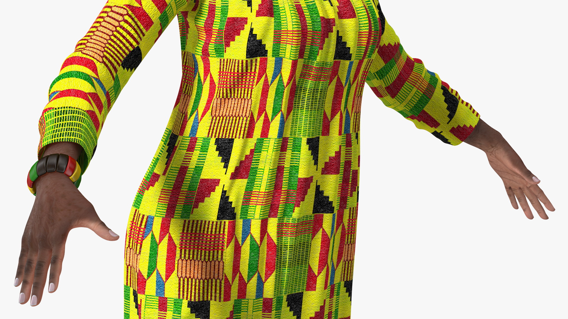 3D African Woman Wearing Traditional Clothes Rigged model