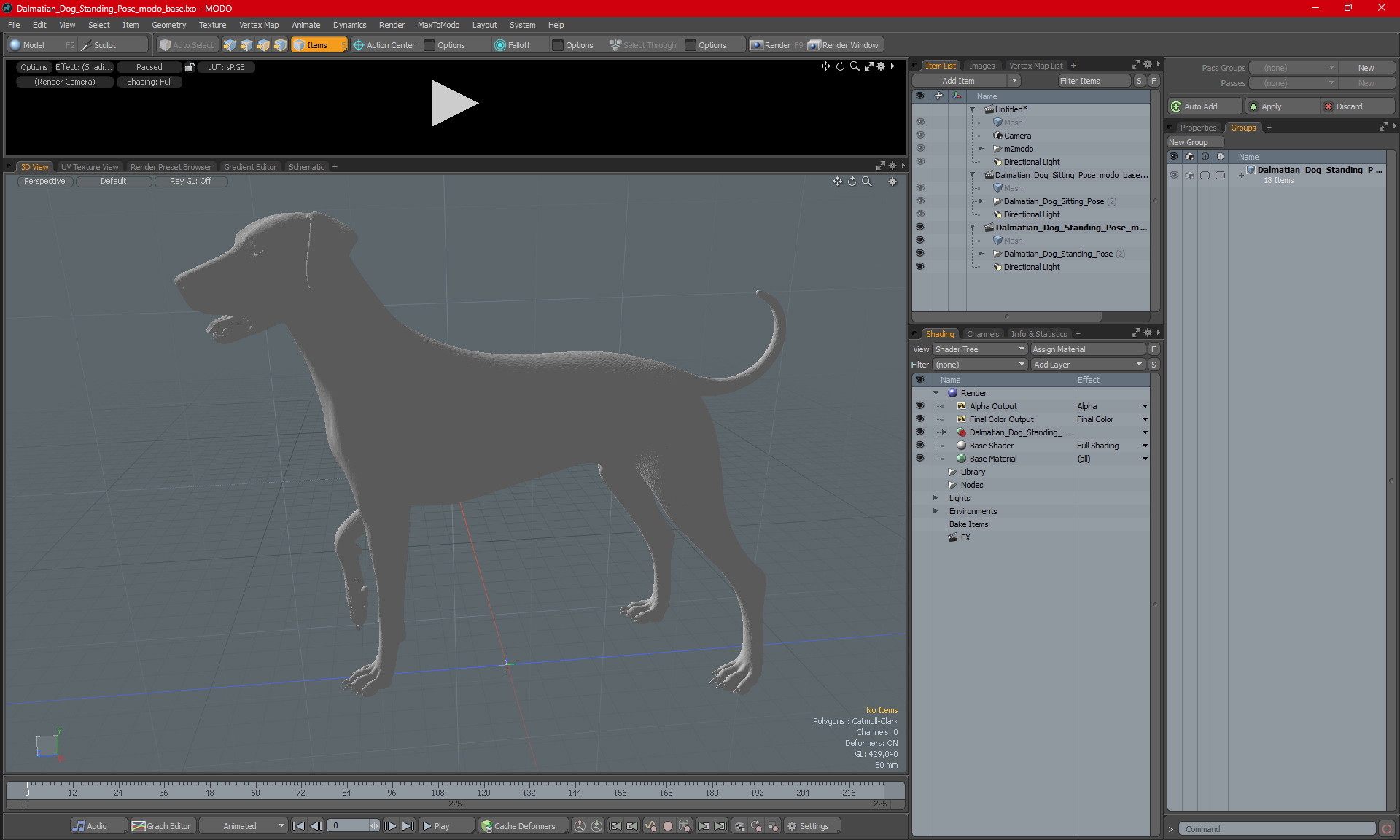 Dalmatian Dog Standing Pose 3D