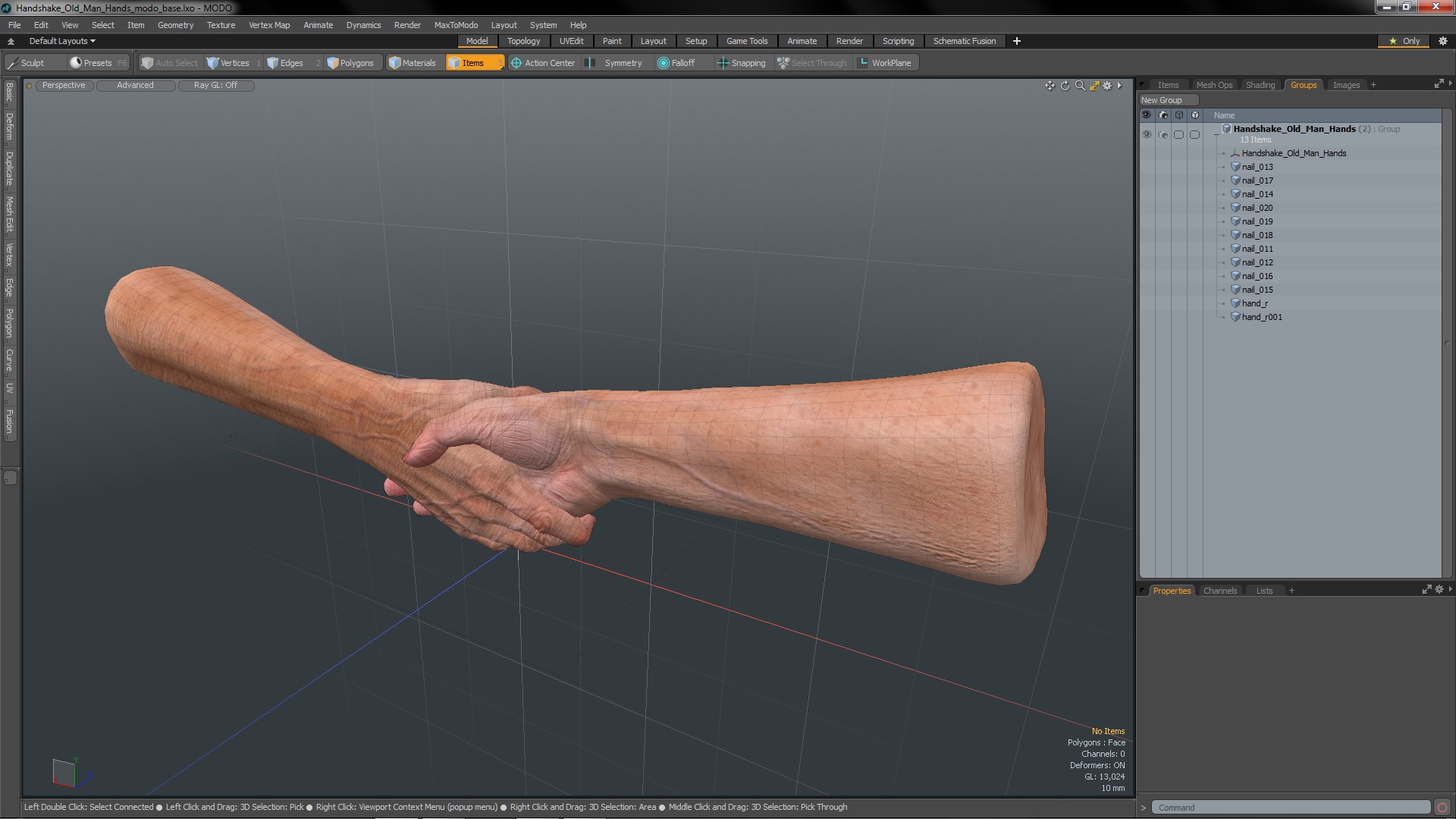 3D Handshake Old Man Hands model