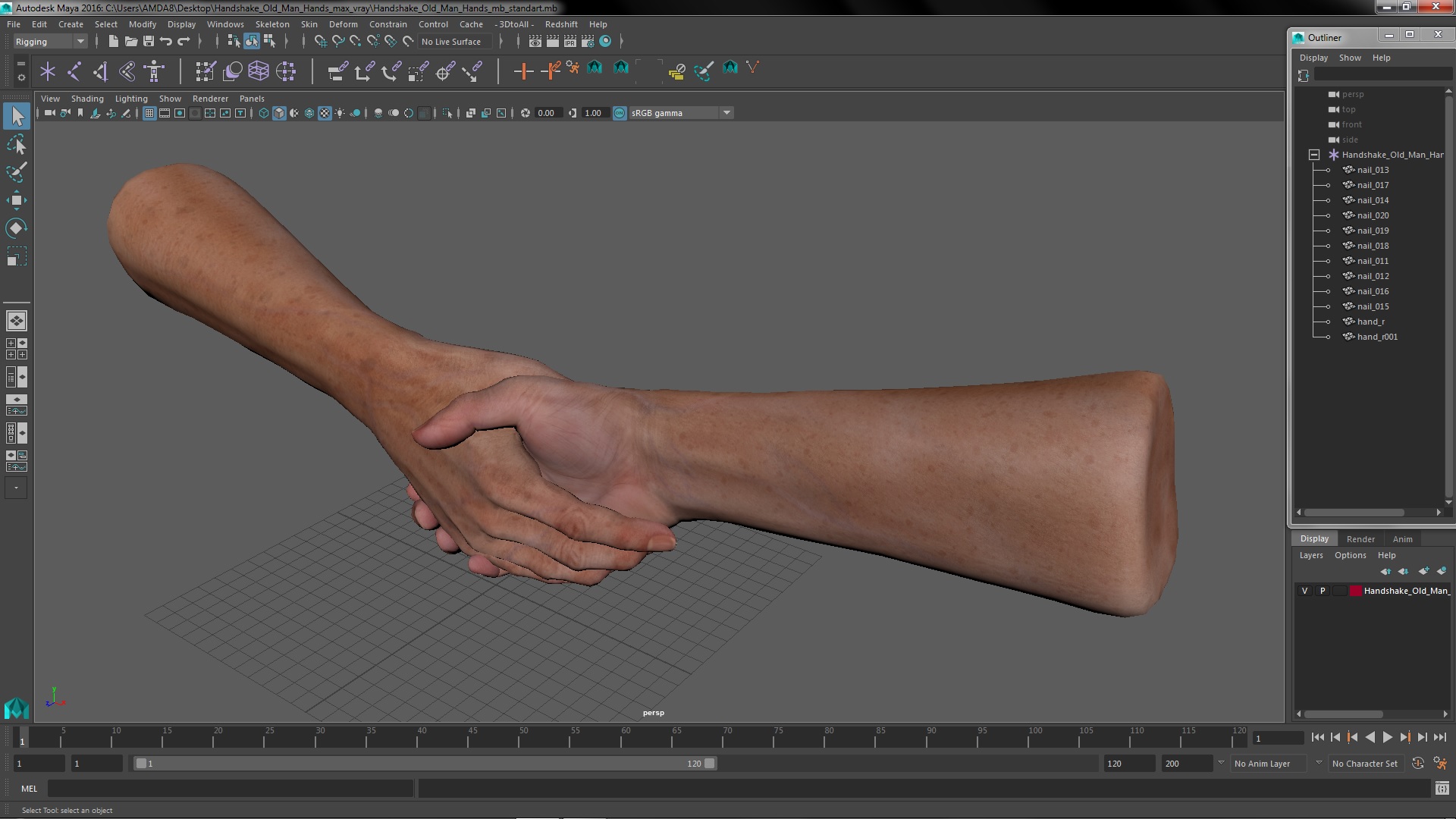 3D Handshake Old Man Hands model