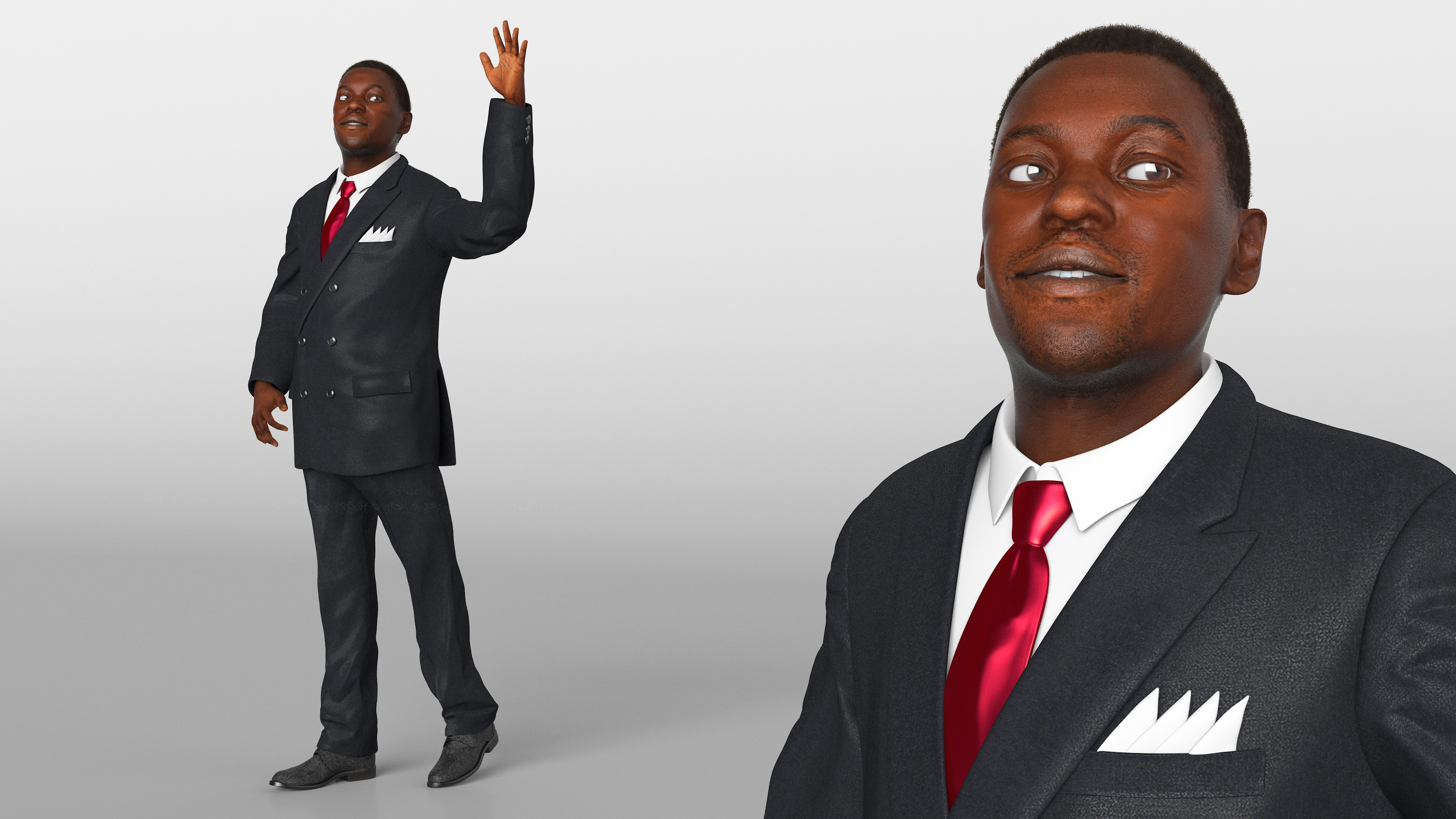 3D Handsome African American Businessman Rigged for Cinema 4D model