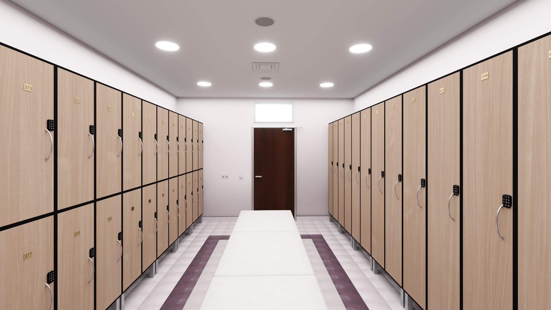 3D Modern Gym Locker Room Interior