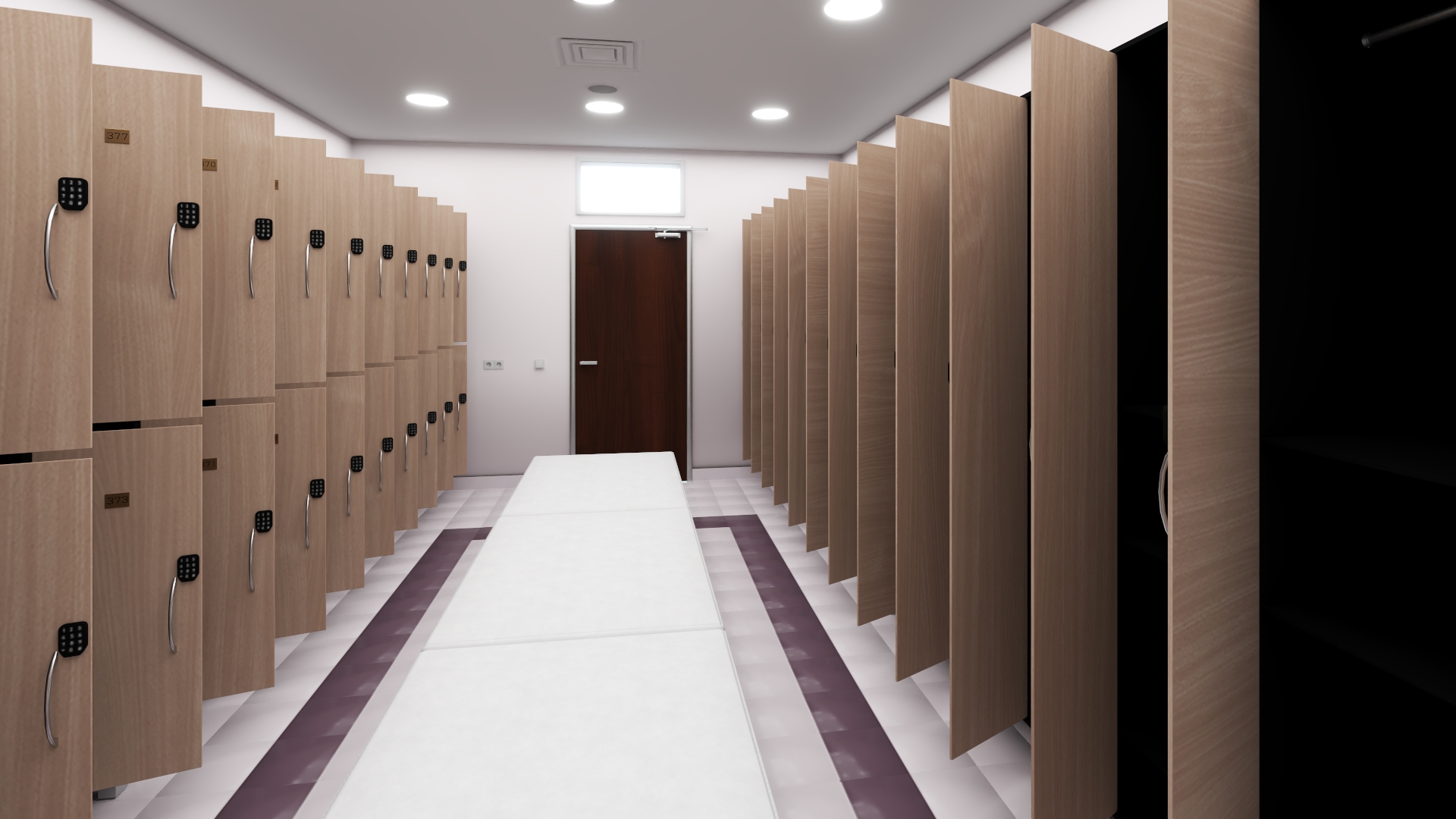 3D Modern Gym Locker Room Interior