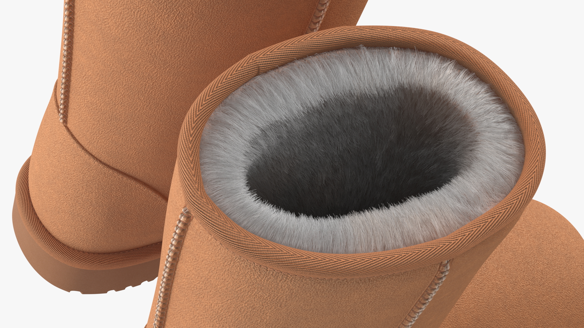 3D model Classic Short Leather Sheepskin Boots Fur Chestnut