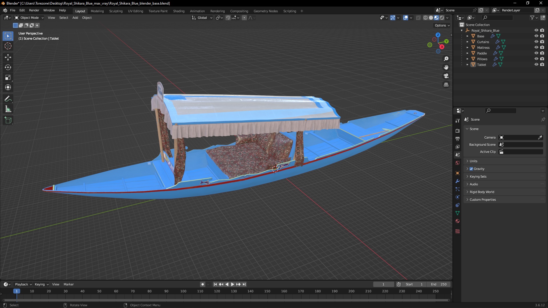 3D Royal Shikara Blue model