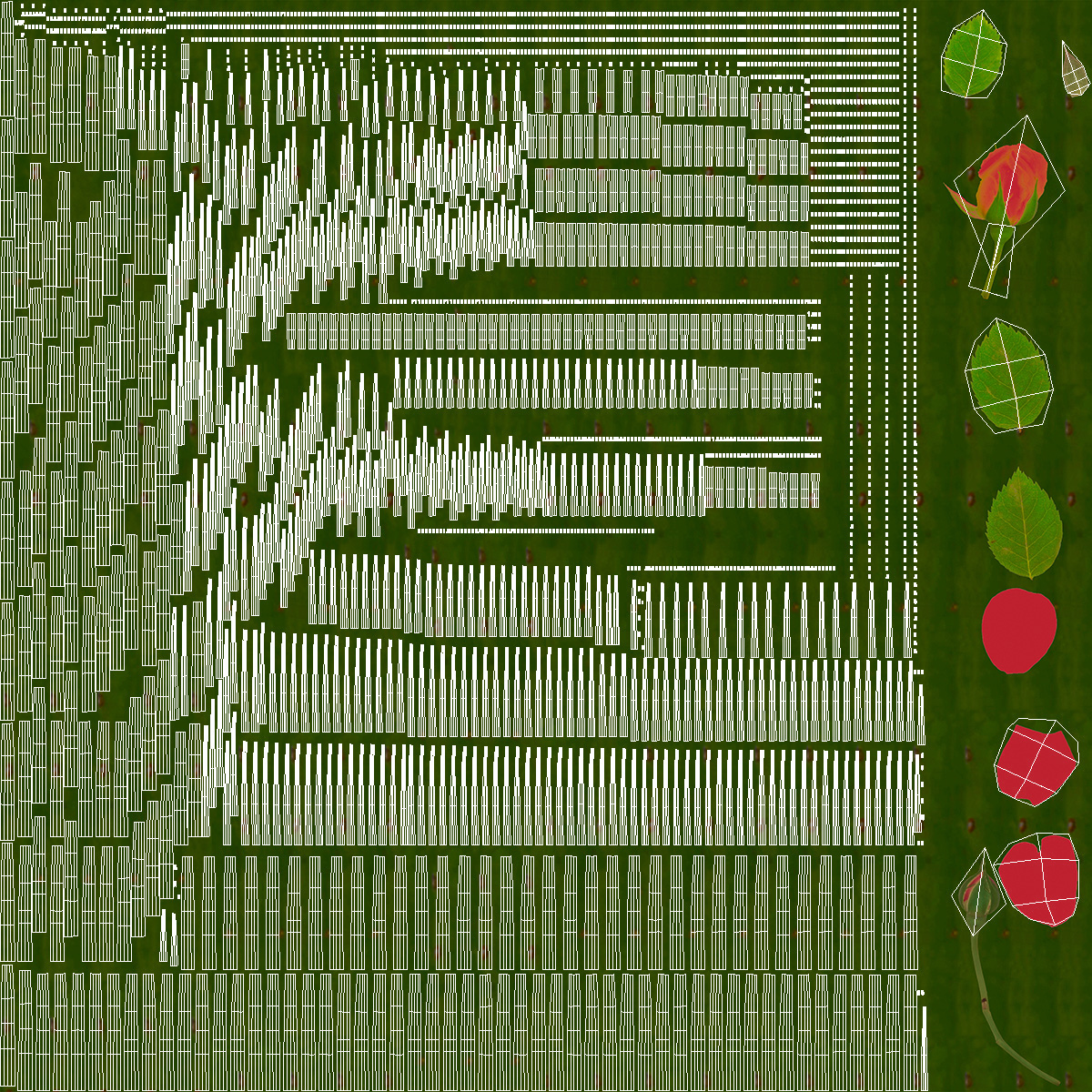 3D Red Rose Bush model