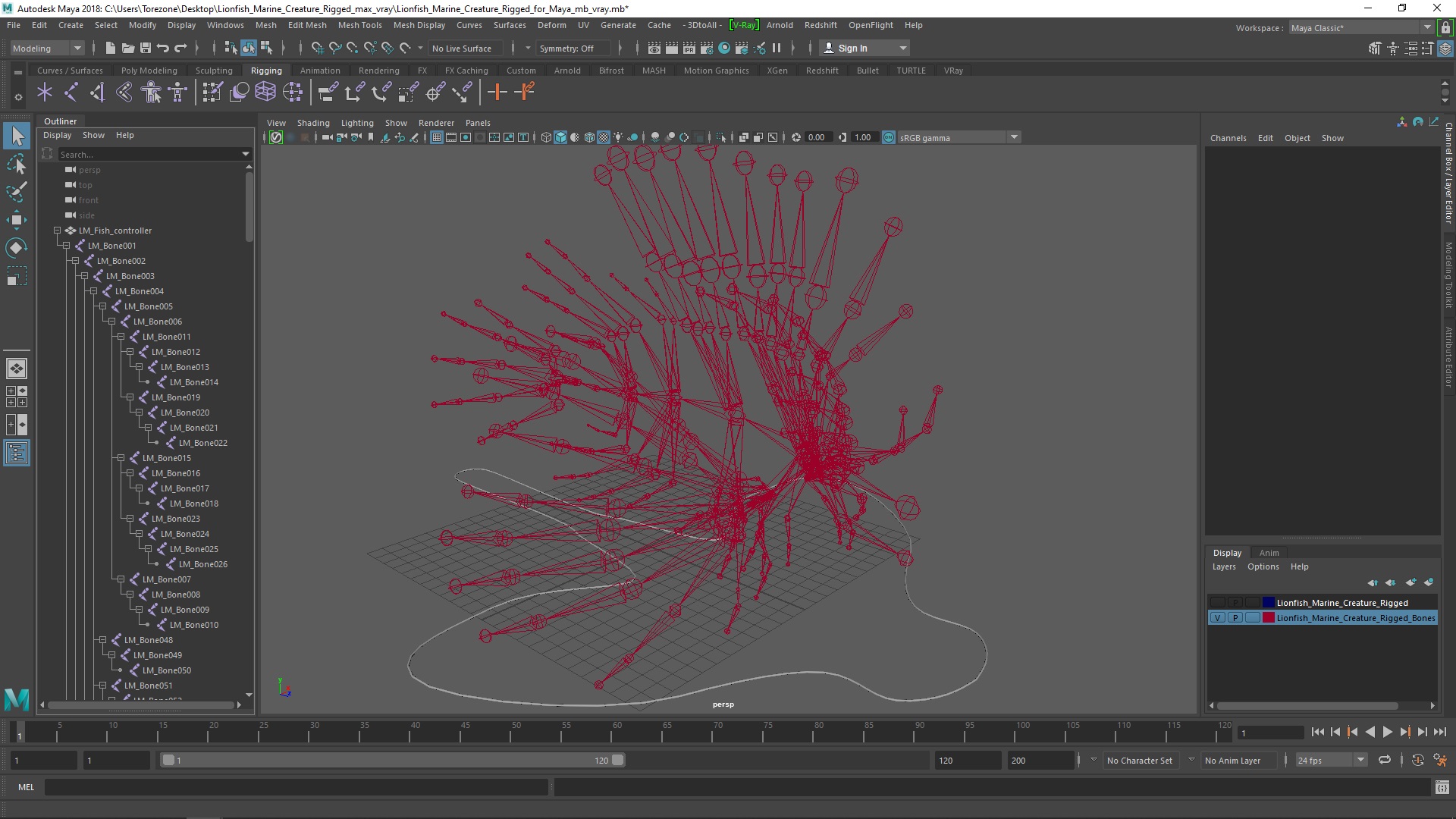 3D model Lionfish Marine Creature Rigged for Maya