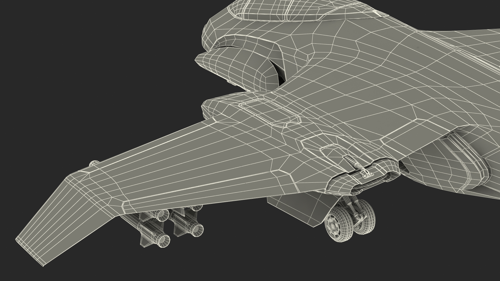 3D model Damaged Sci Fi Fighter Jet with Weapon and Chassis