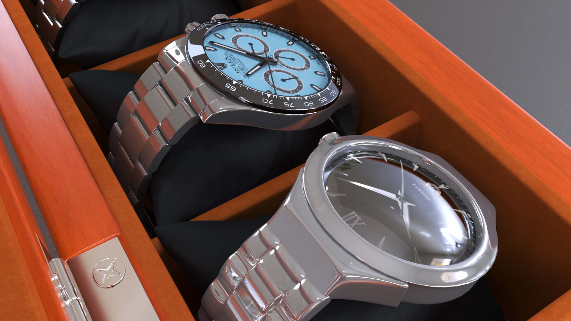 Watch Display Box with Watch Set 3D