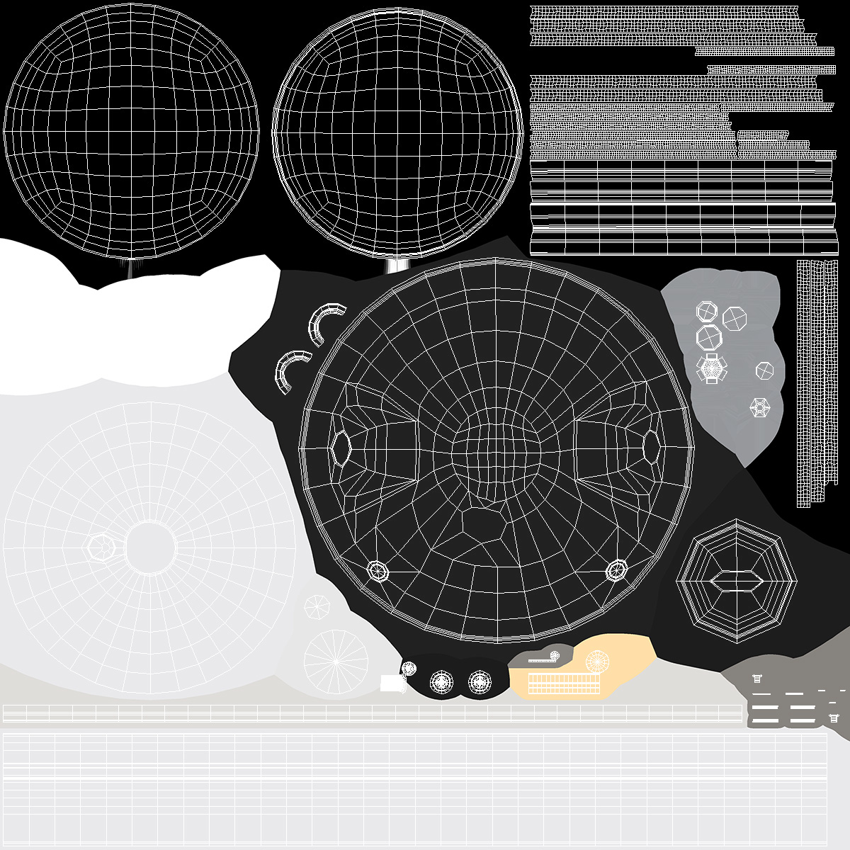 3D Motorcycle Headlight Pair with Mesh Grill