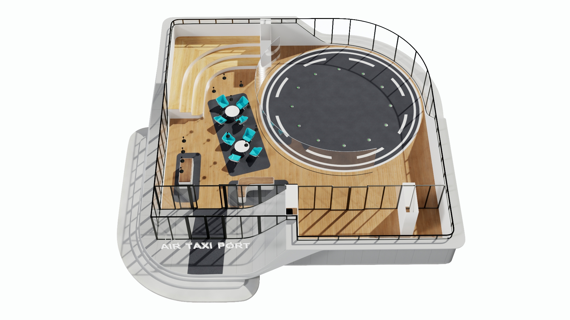 3D model Autonomous Drone and Air Taxi Port with Drone