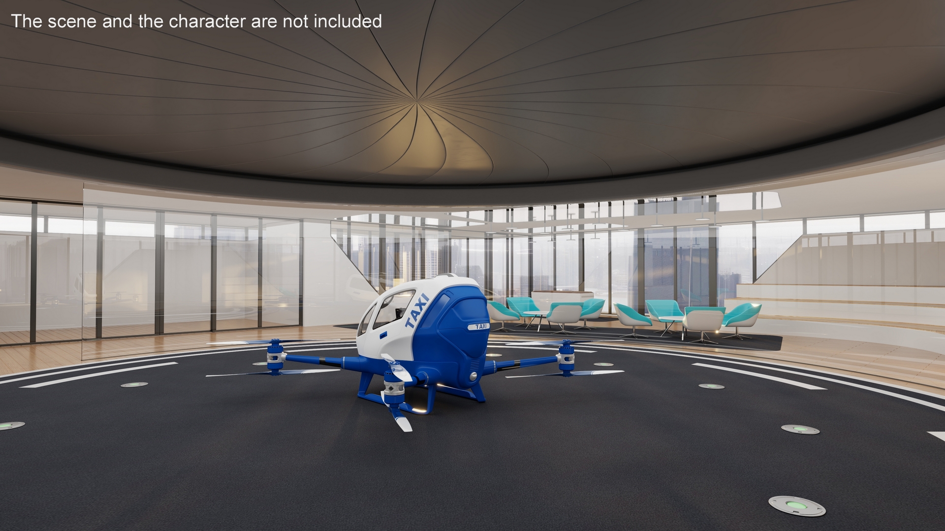 3D model Autonomous Drone and Air Taxi Port with Drone