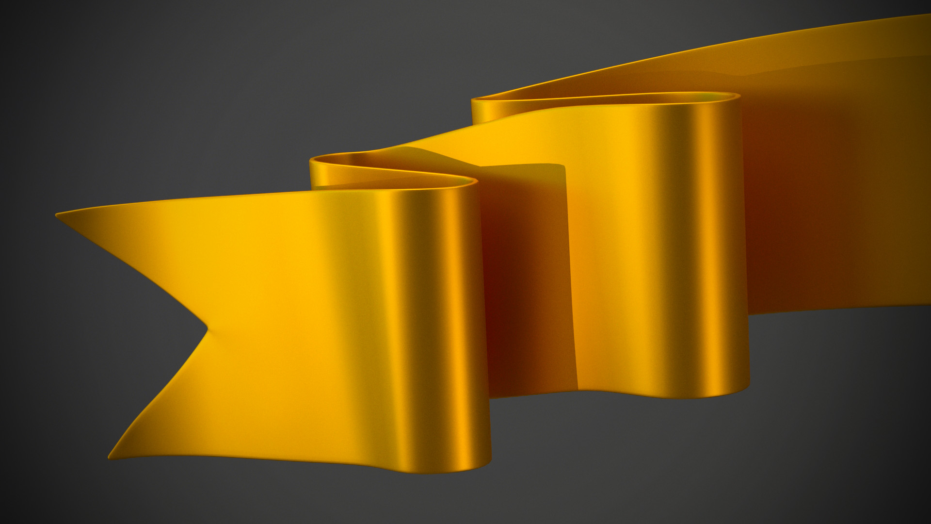 3D model Gold Ribbon Banner Curved