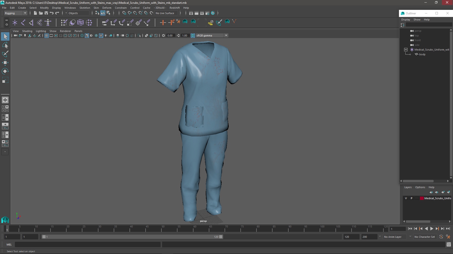 Medical Scrubs Uniform with Stains 3D model